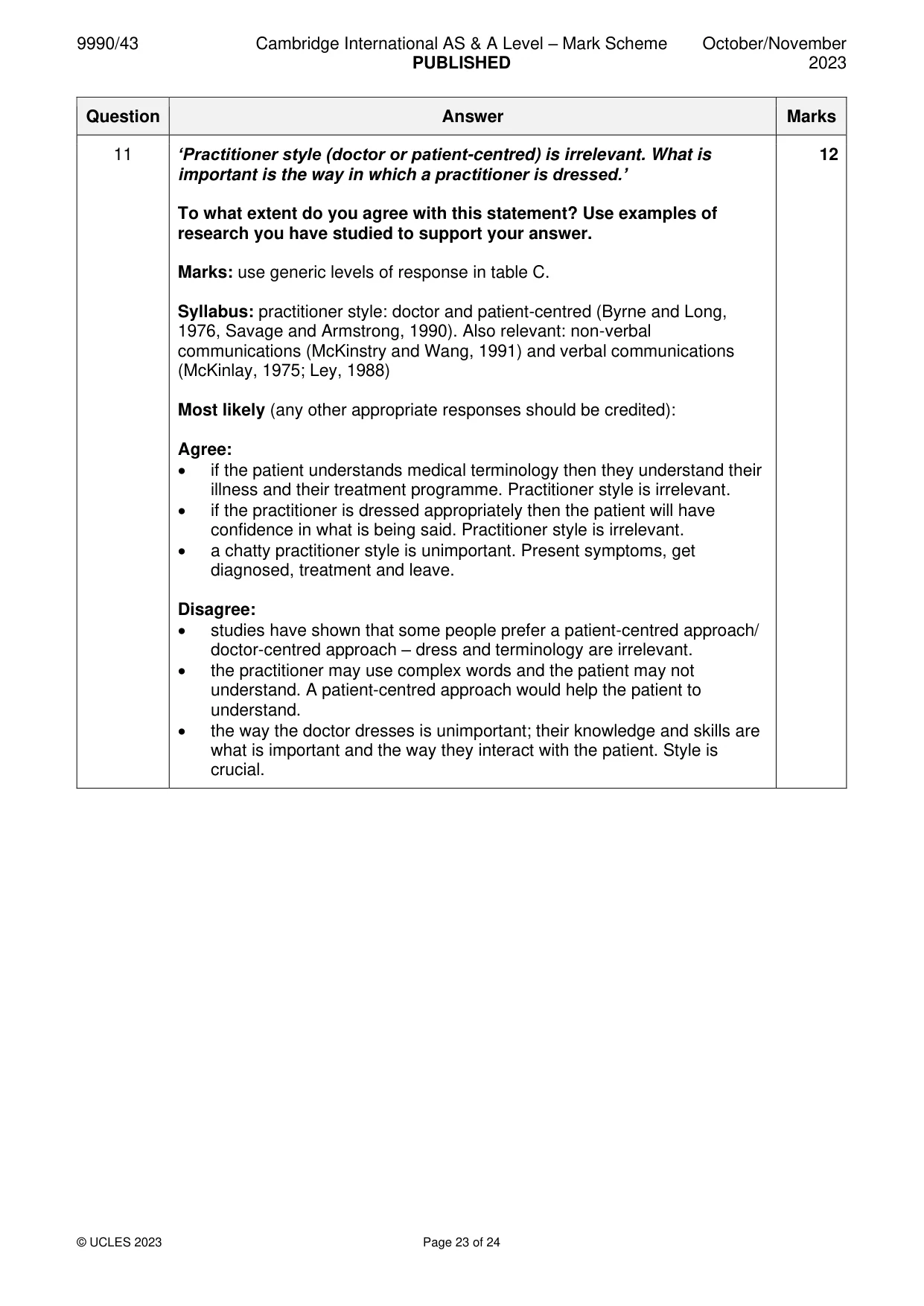 Mark scheme, page 23 of 24