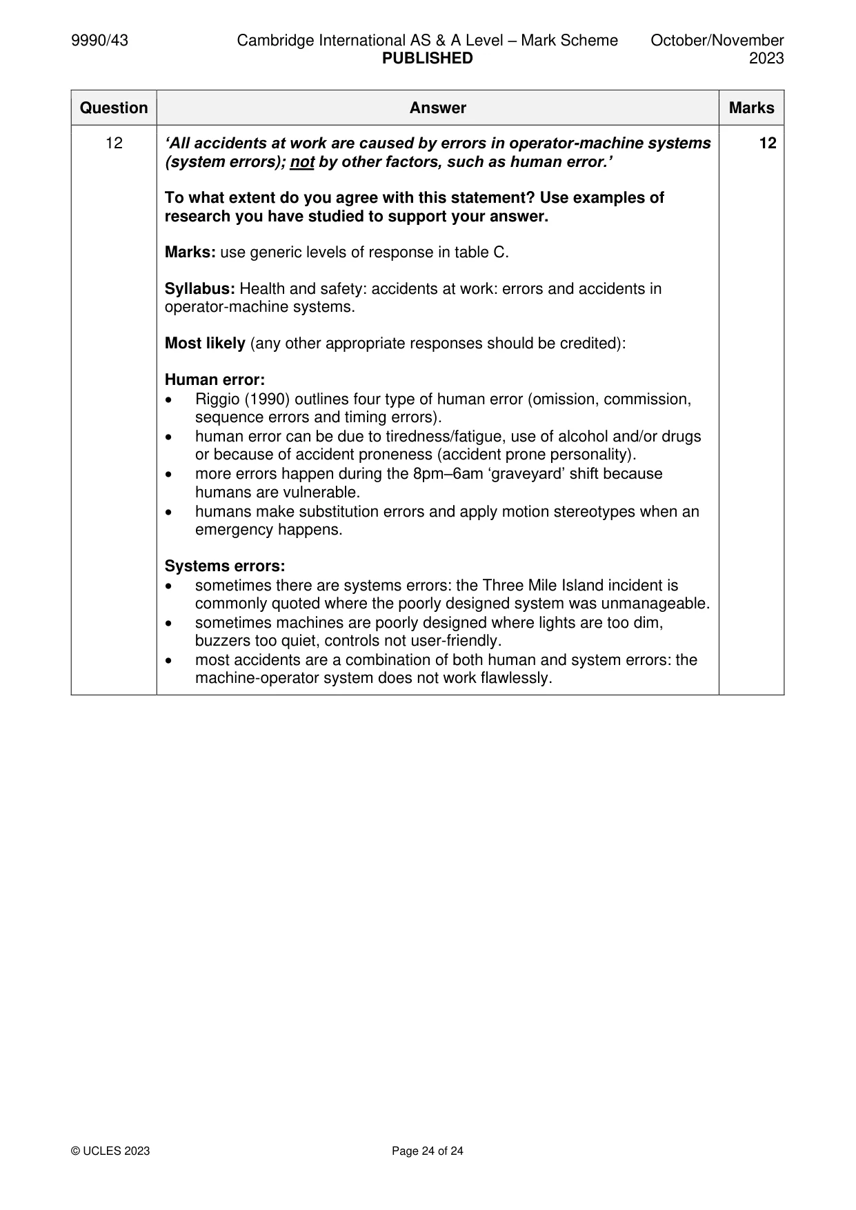 Mark scheme, page 24 of 24