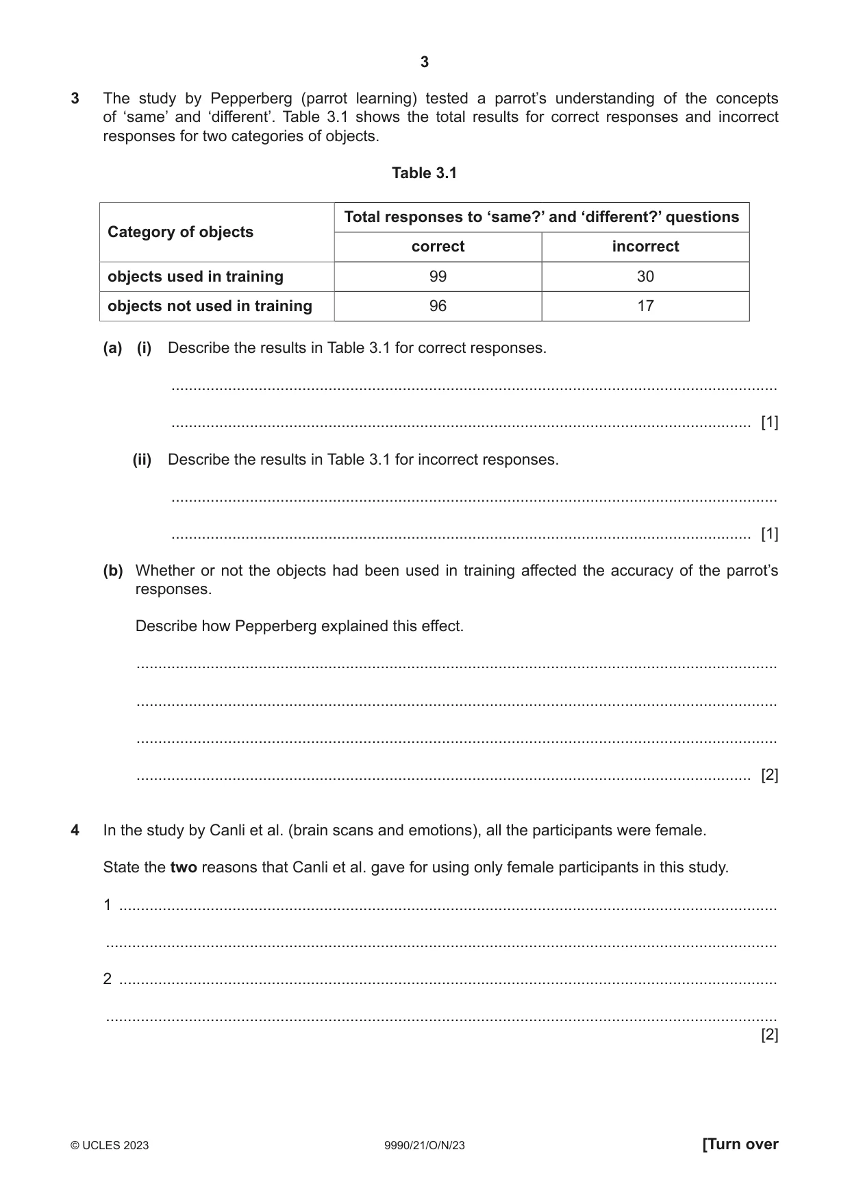Cambridge A Level Psychology (from 2018) 9990 2023 Oct/Nov Paper 2 · Variant 1 question paper, page 3 of 12