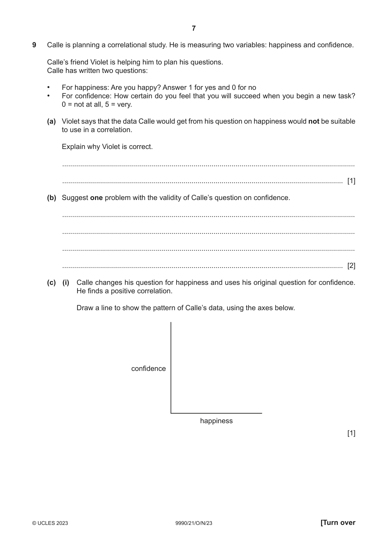 Cambridge A Level Psychology (from 2018) 9990 2023 Oct/Nov Paper 2 · Variant 1 question paper, page 7 of 12