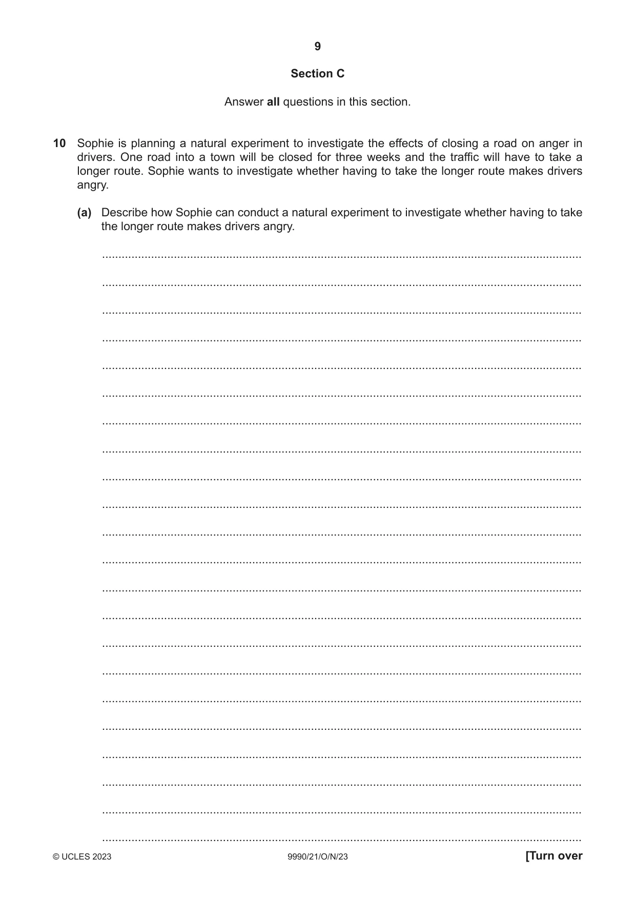 Cambridge A Level Psychology (from 2018) 9990 2023 Oct/Nov Paper 2 · Variant 1 question paper, page 9 of 12
