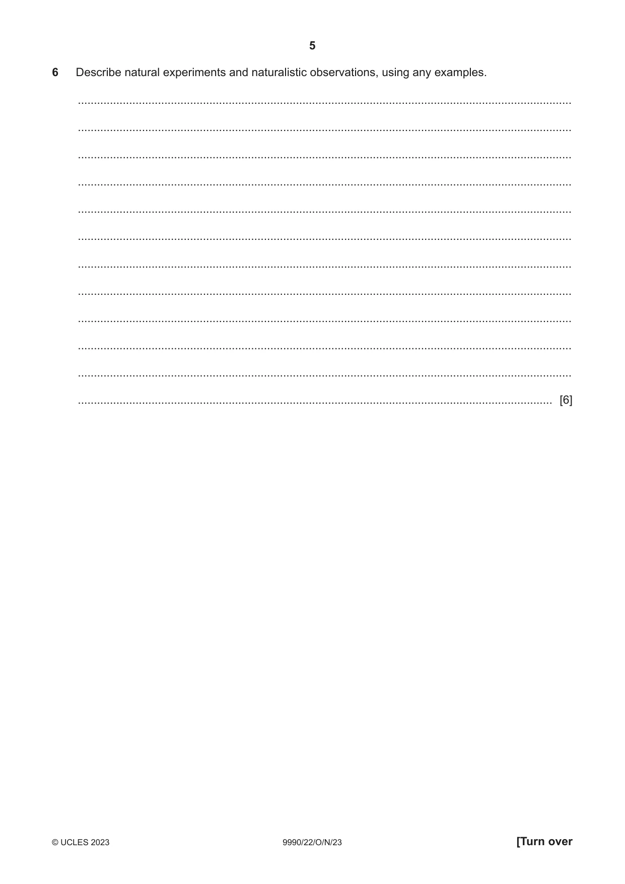Cambridge A Level Psychology (from 2018) 9990 2023 Oct/Nov Paper 2 · Variant 2 question paper, page 5 of 12