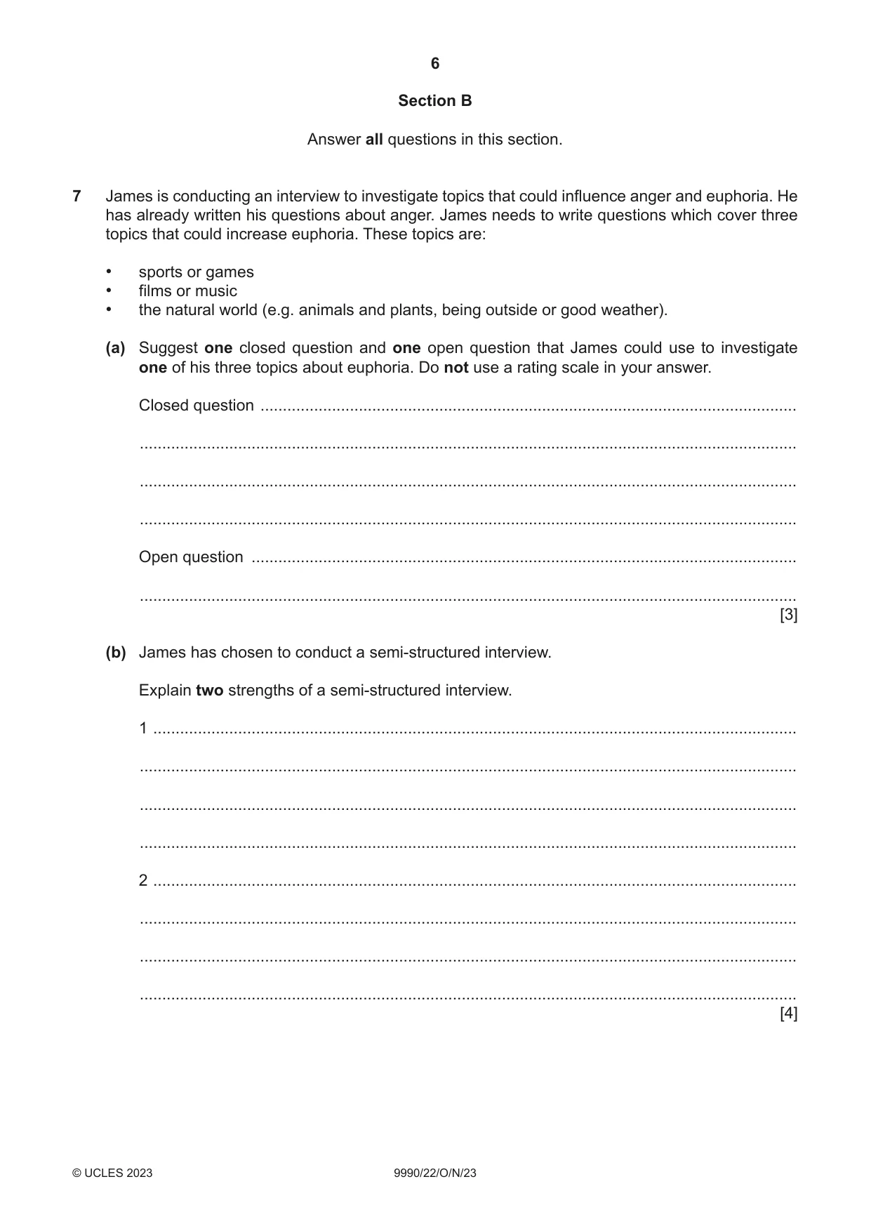 Cambridge A Level Psychology (from 2018) 9990 2023 Oct/Nov Paper 2 · Variant 2 question paper, page 6 of 12