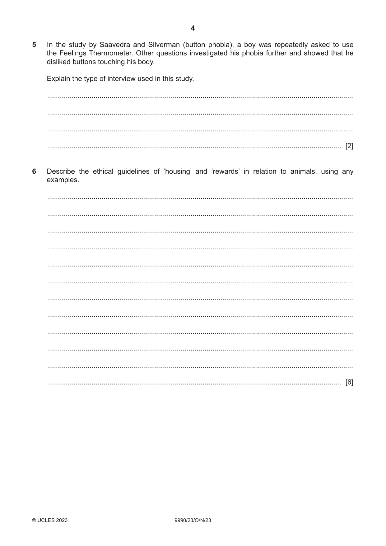 Cambridge A Level Psychology (from 2018) 9990 2023 Oct/Nov Paper 2 · Variant 3 question paper, page 4 of 12