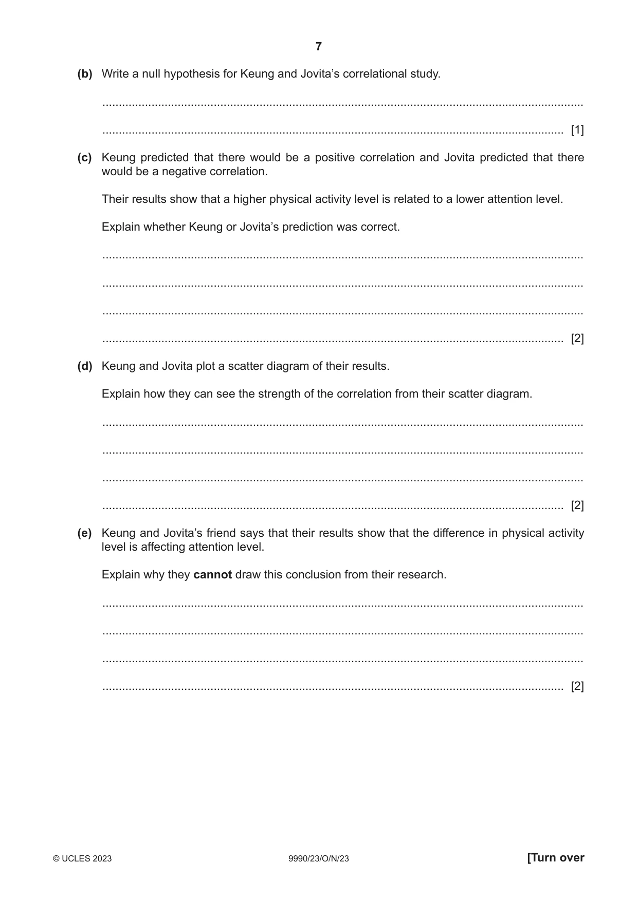 Cambridge A Level Psychology (from 2018) 9990 2023 Oct/Nov Paper 2 · Variant 3 question paper, page 7 of 12