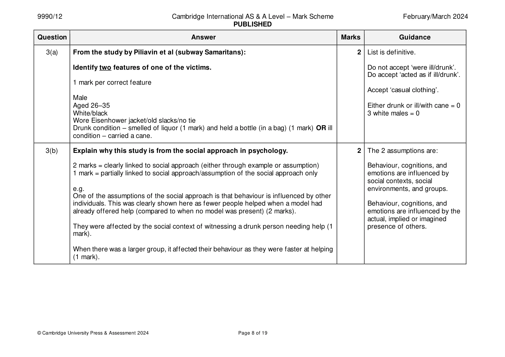Mark scheme, page 8 of 19