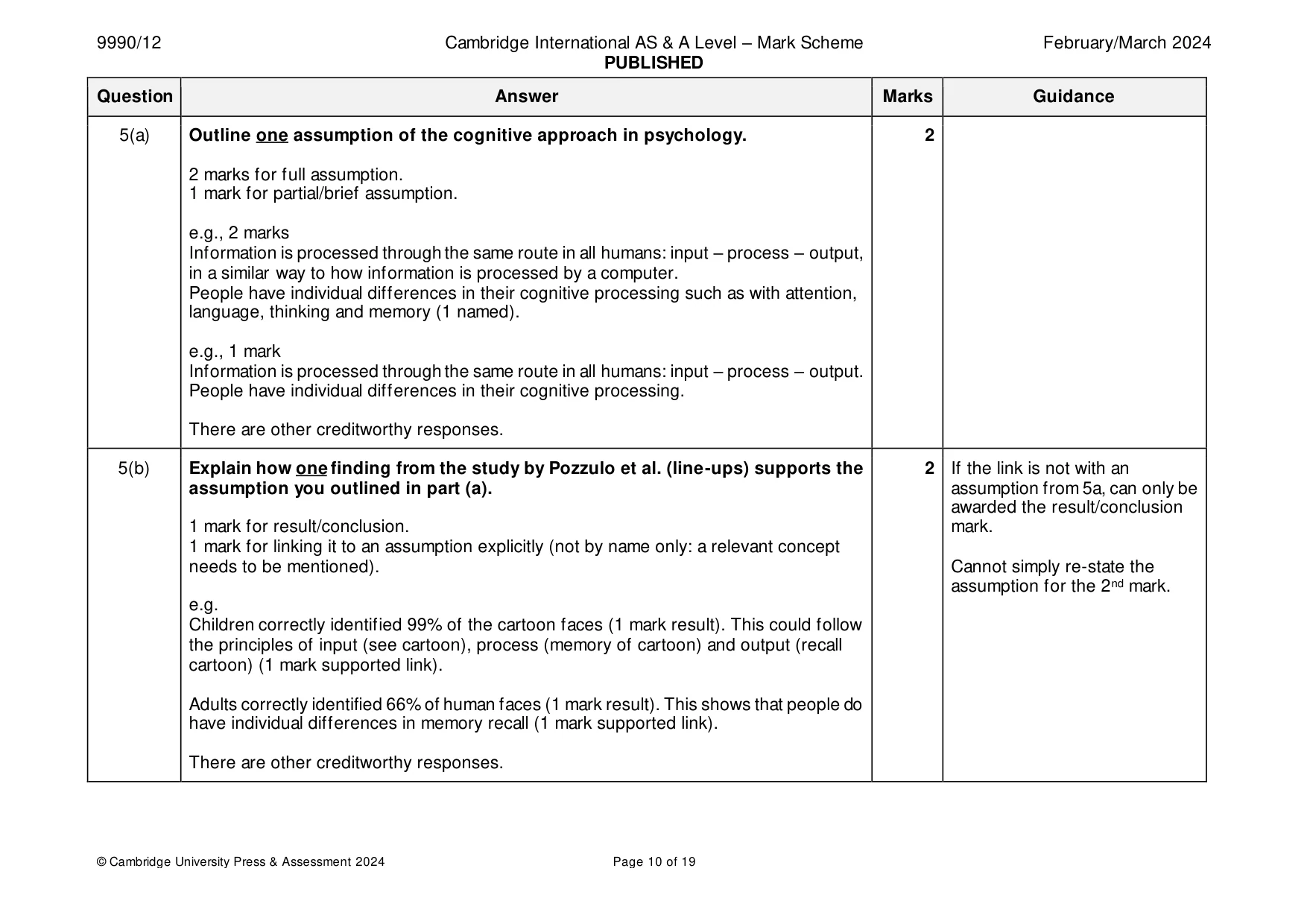 Mark scheme, page 10 of 19