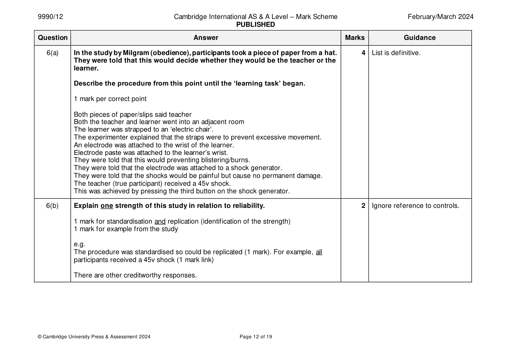 Mark scheme, page 12 of 19