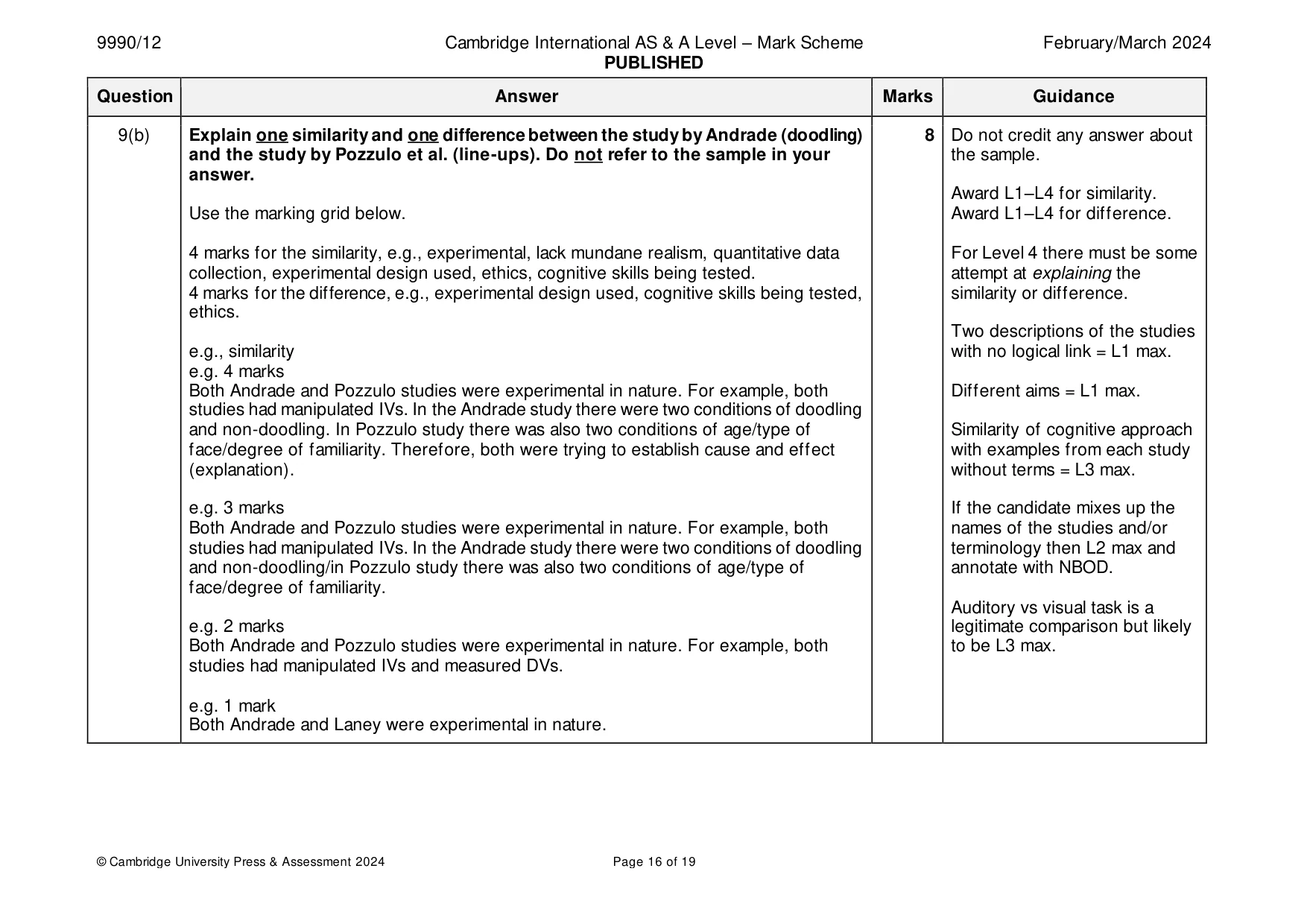 Mark scheme, page 16 of 19