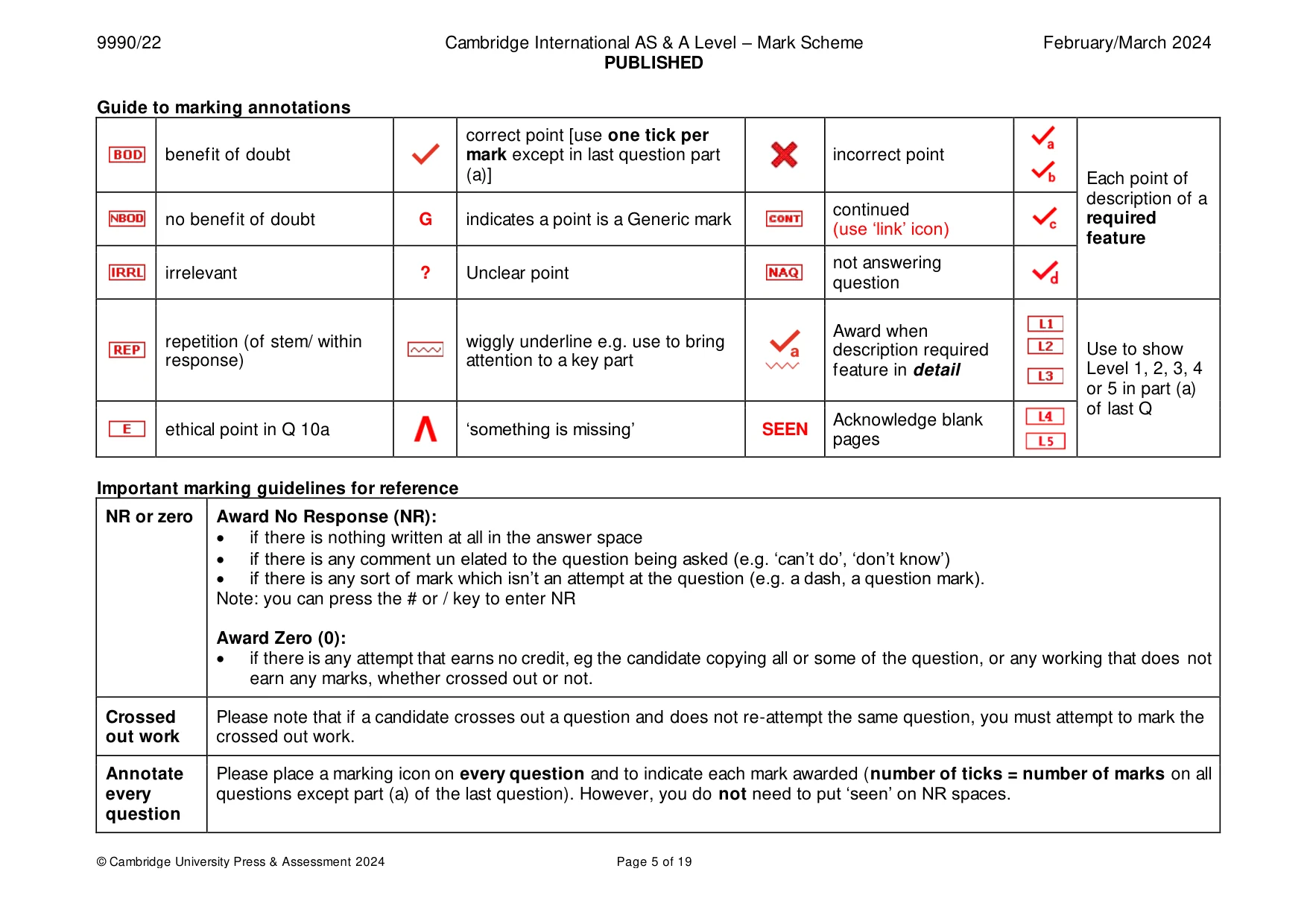 Mark scheme, page 5 of 19