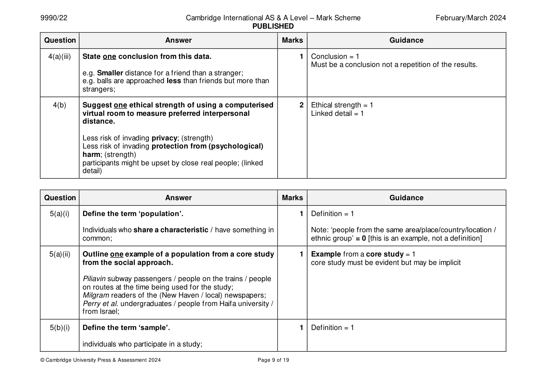 Mark scheme, page 9 of 19