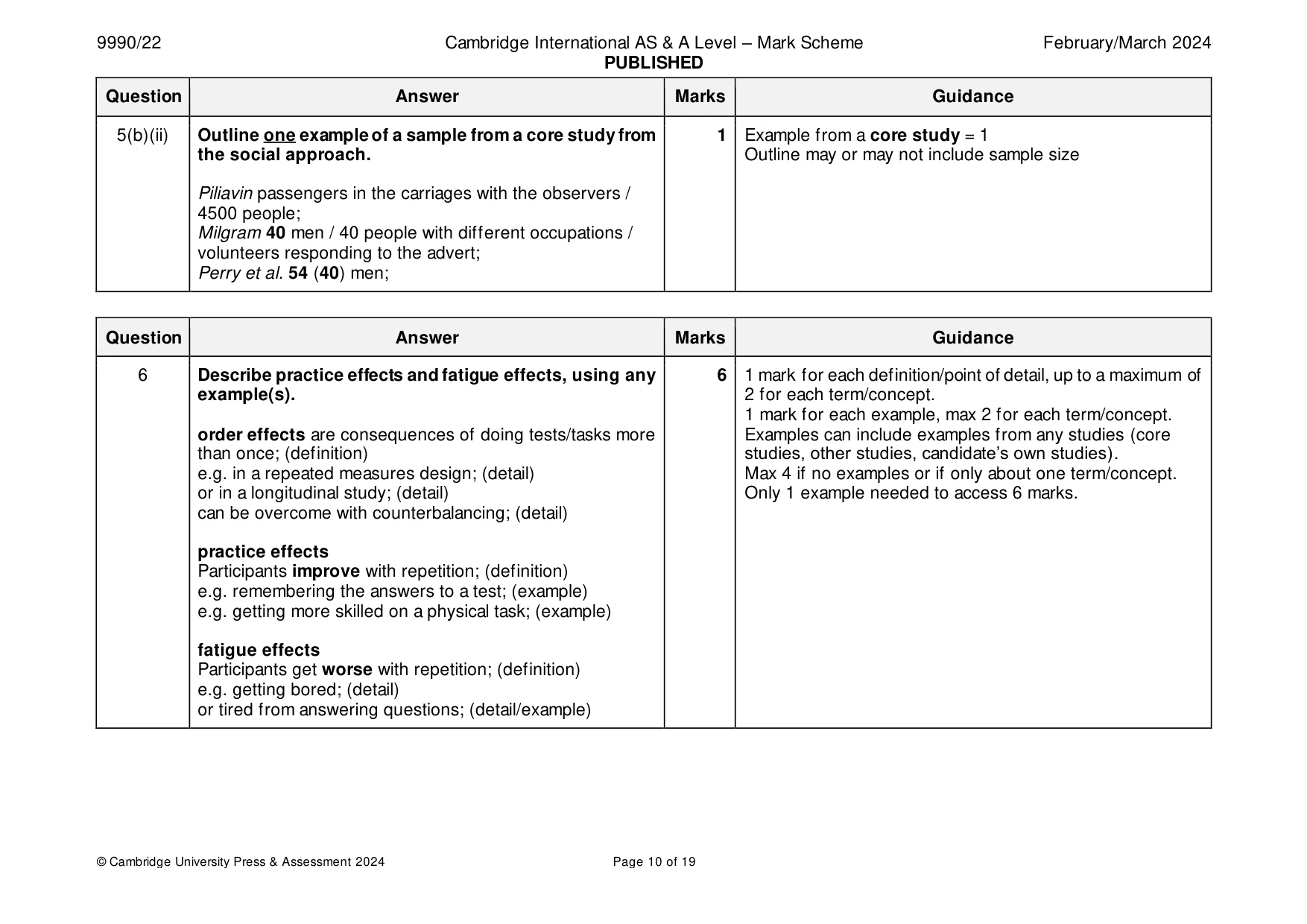 Mark scheme, page 10 of 19