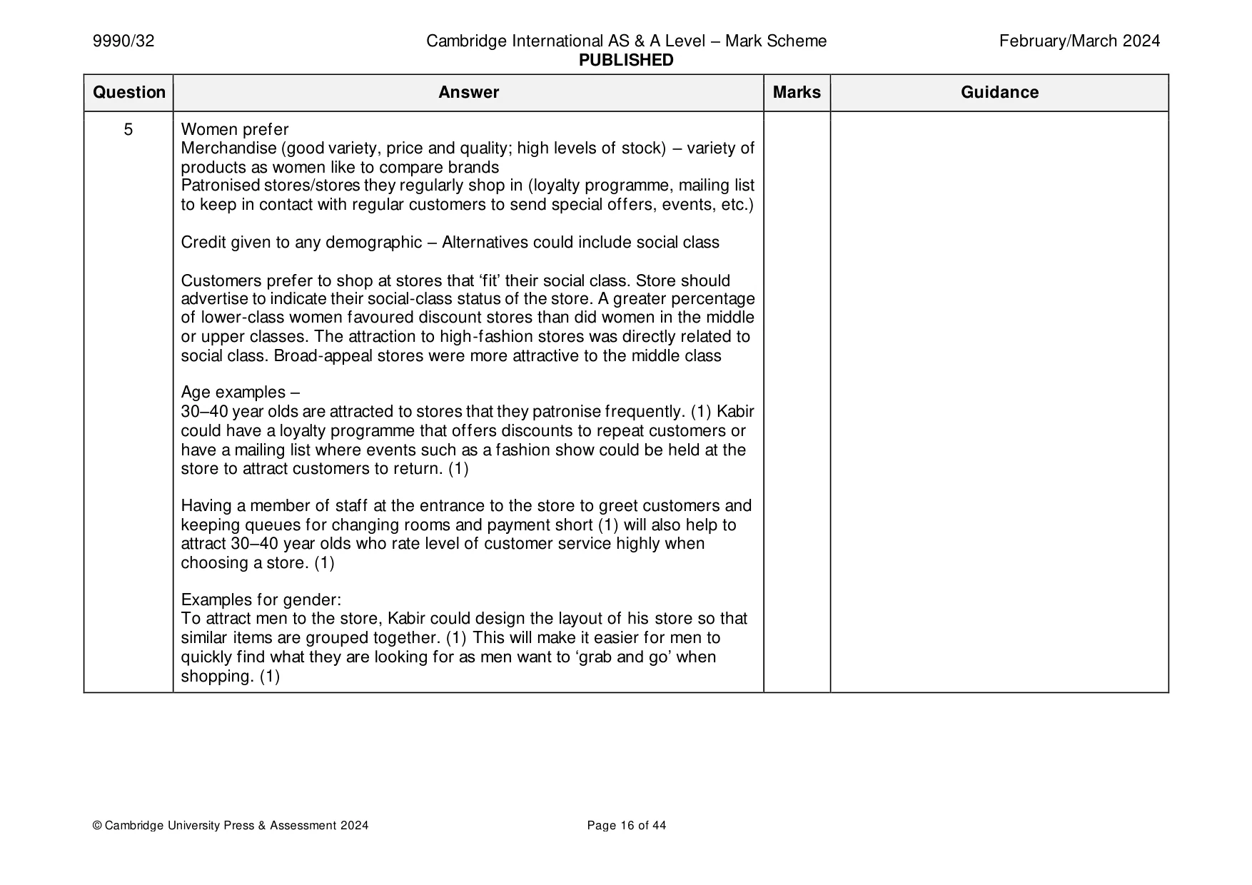 Mark scheme, page 16 of 44