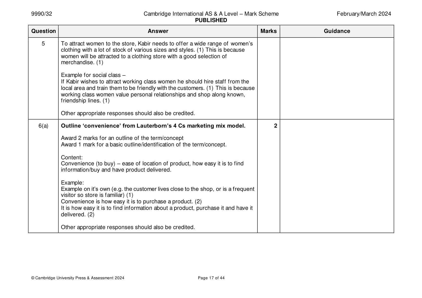 Mark scheme, page 17 of 44