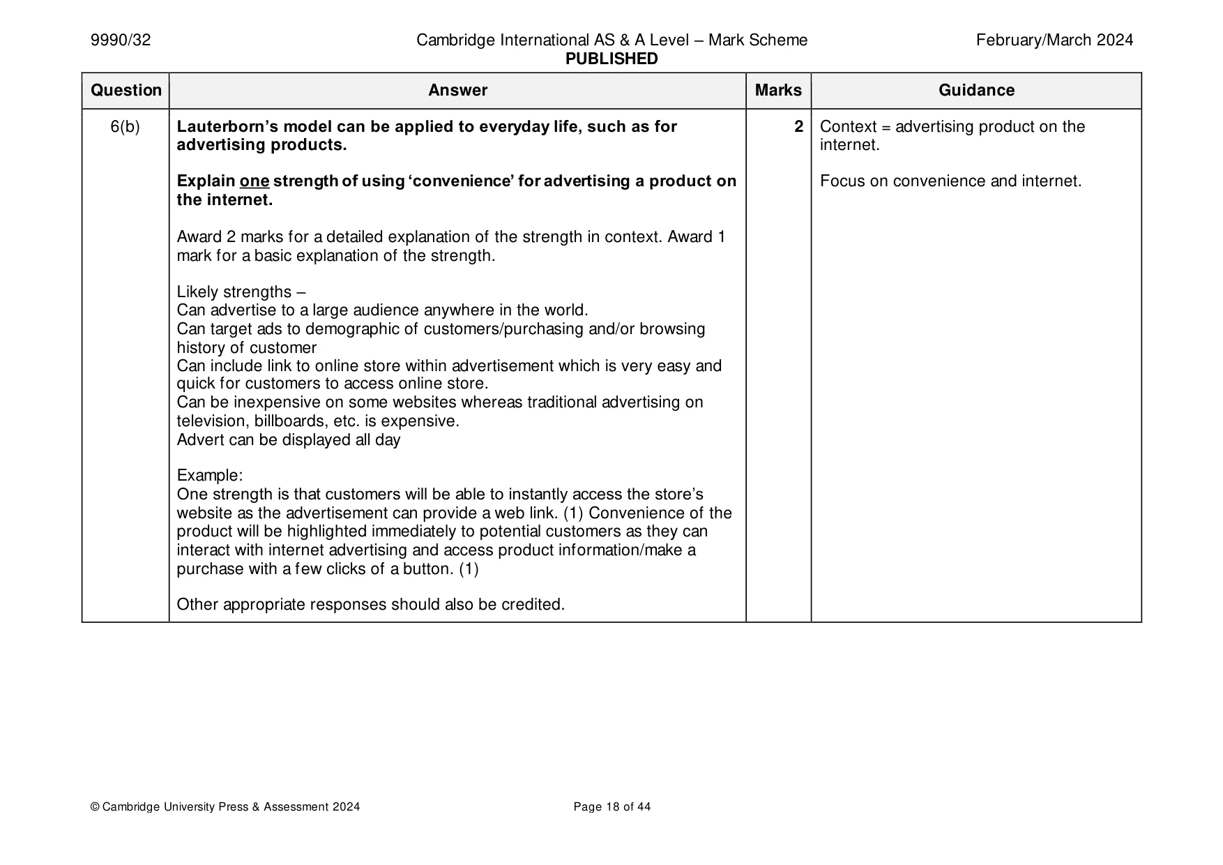 Mark scheme, page 18 of 44