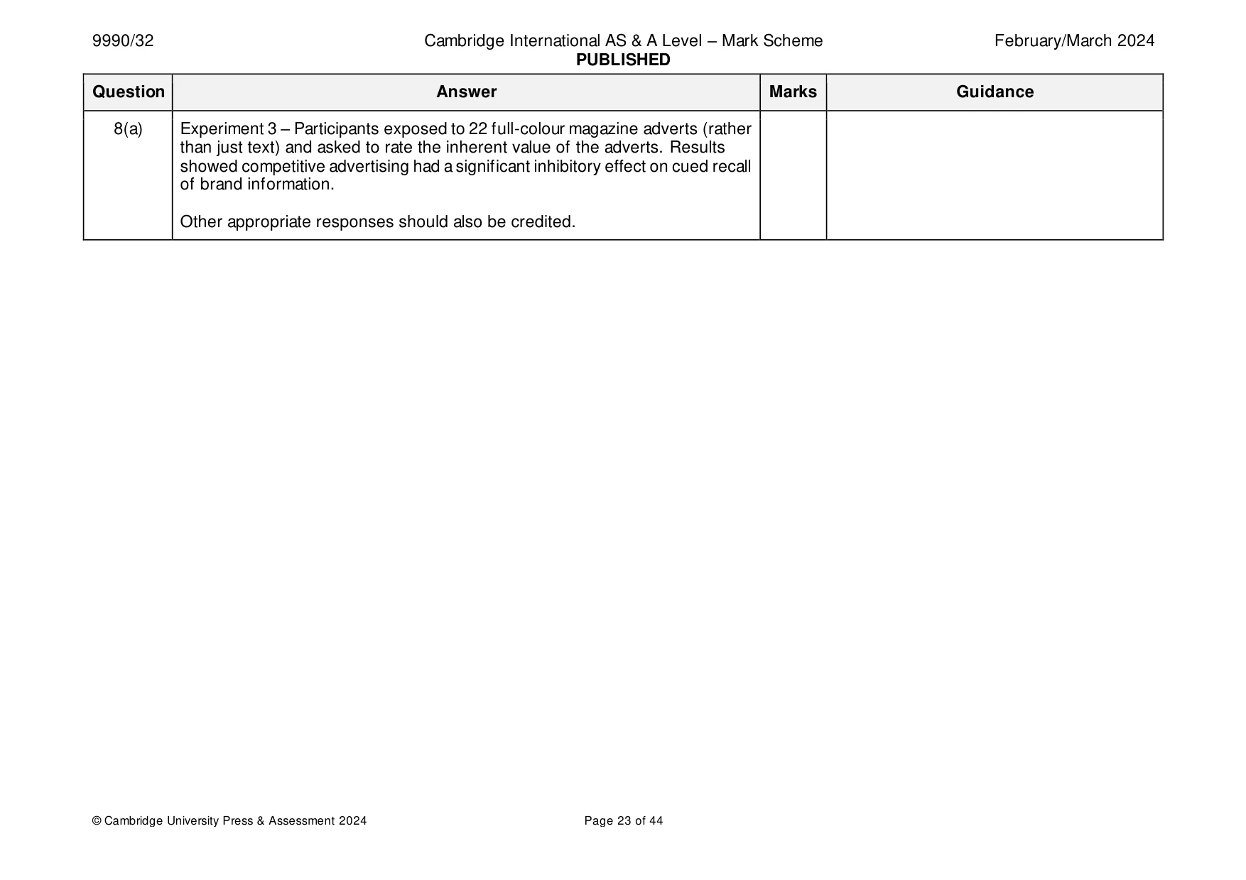 Mark scheme, page 23 of 44
