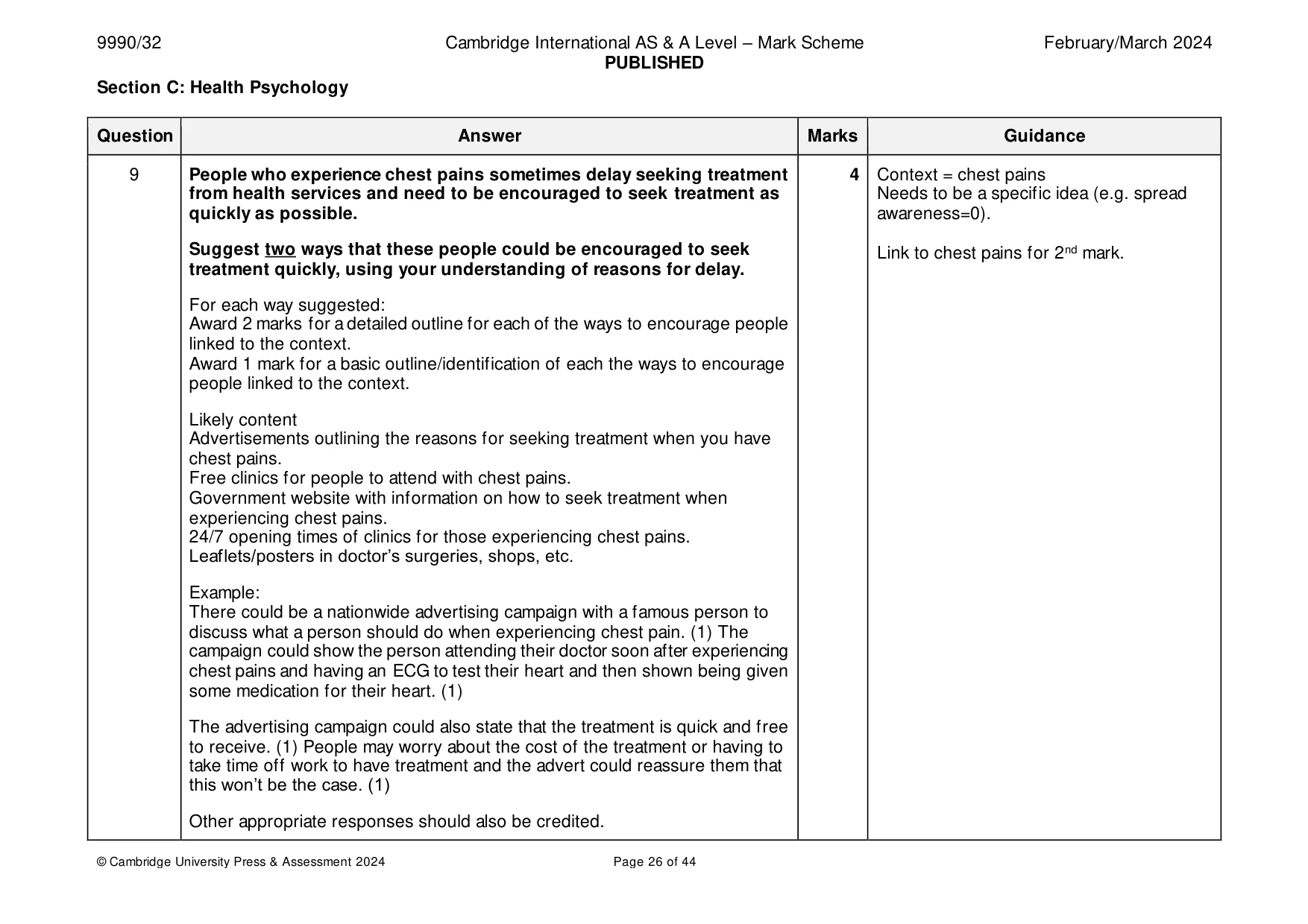 Mark scheme, page 26 of 44