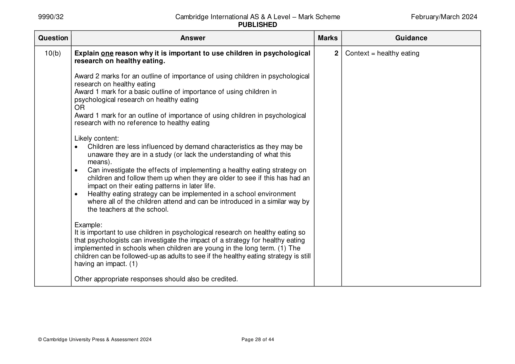 Mark scheme, page 28 of 44
