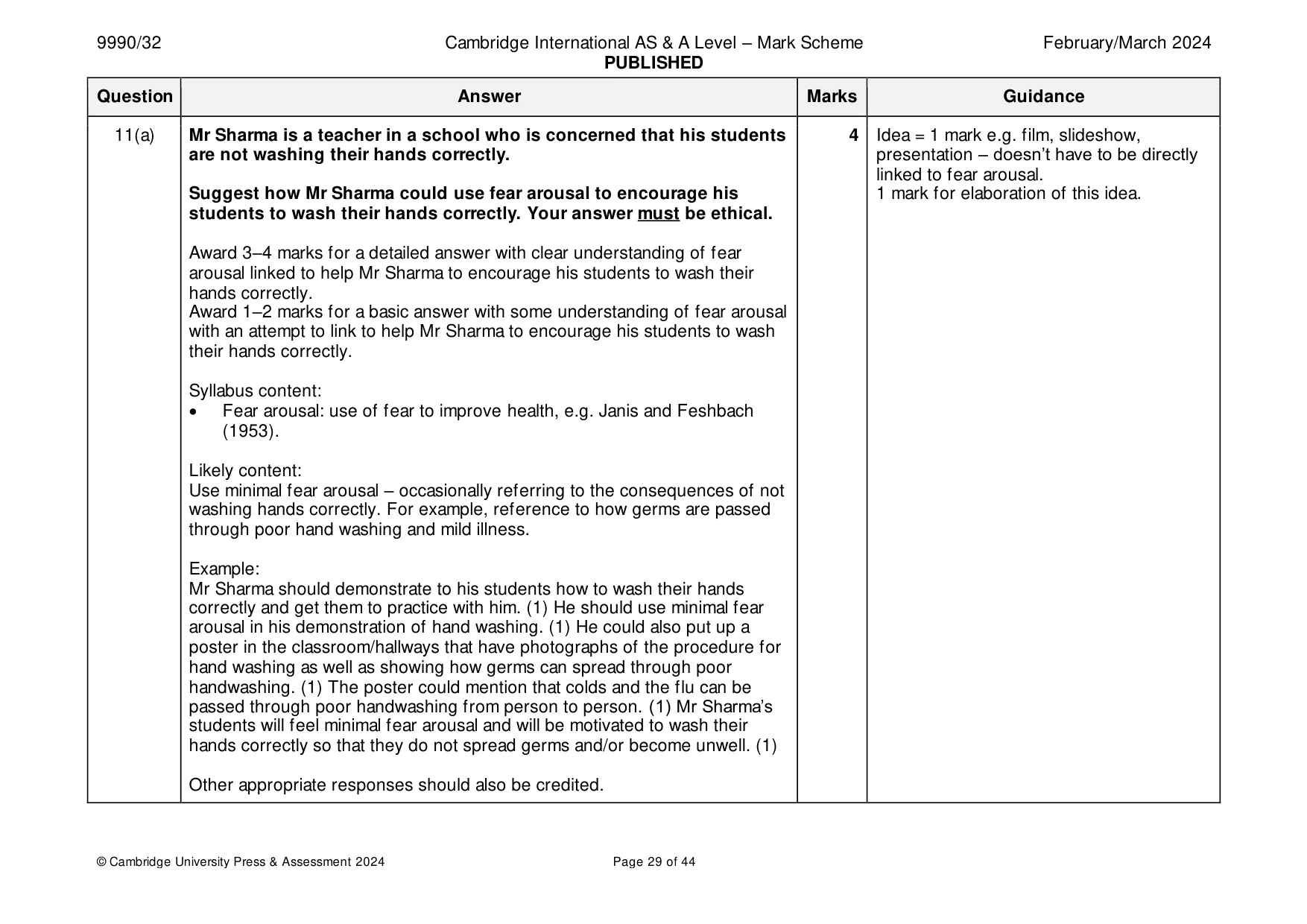 Mark scheme, page 29 of 44