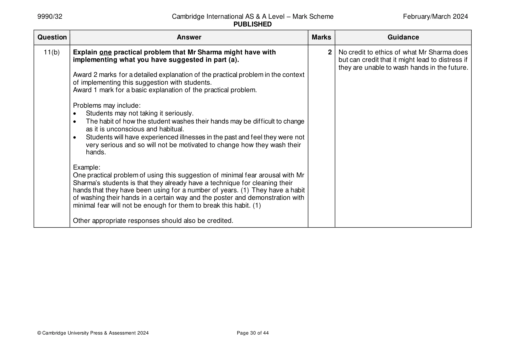 Mark scheme, page 30 of 44