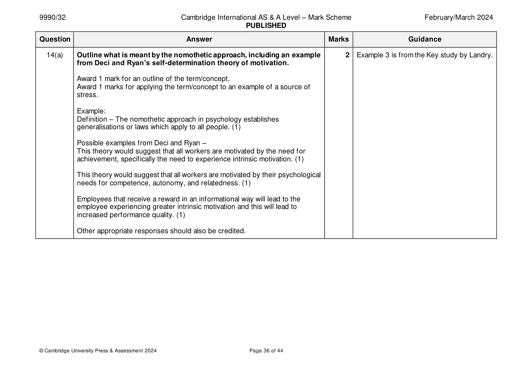 Mark scheme, page 36 of 44