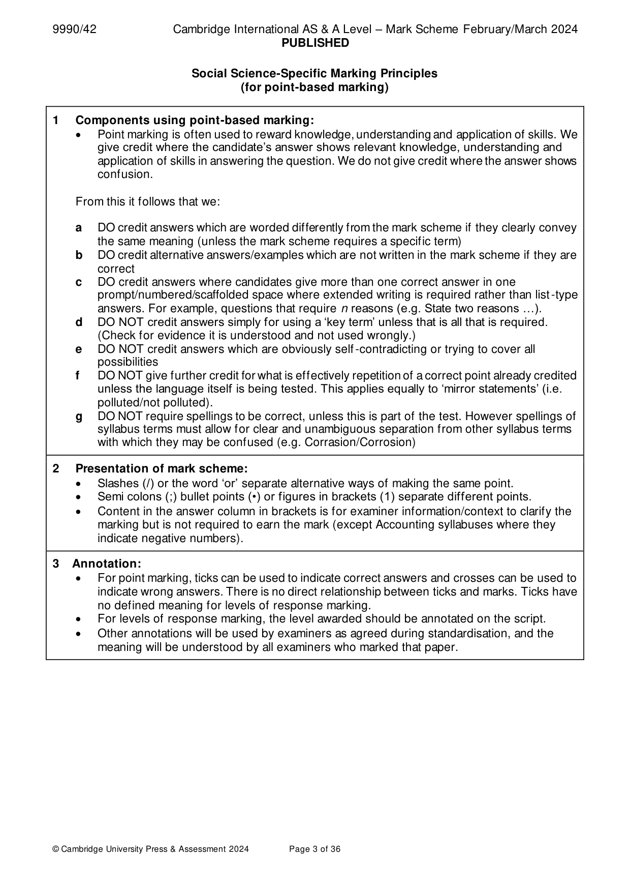 Mark scheme, page 3 of 36