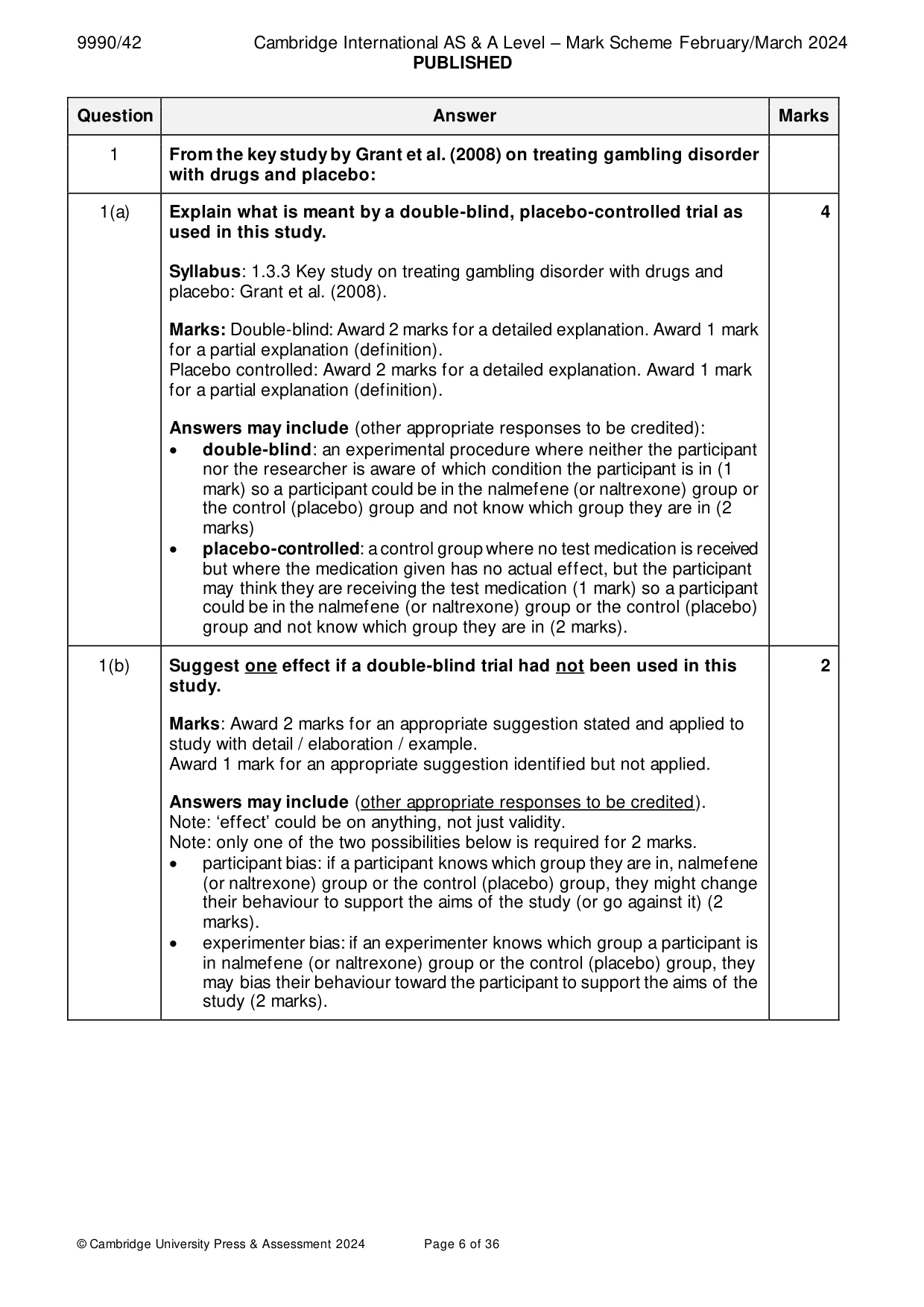 Mark scheme, page 6 of 36