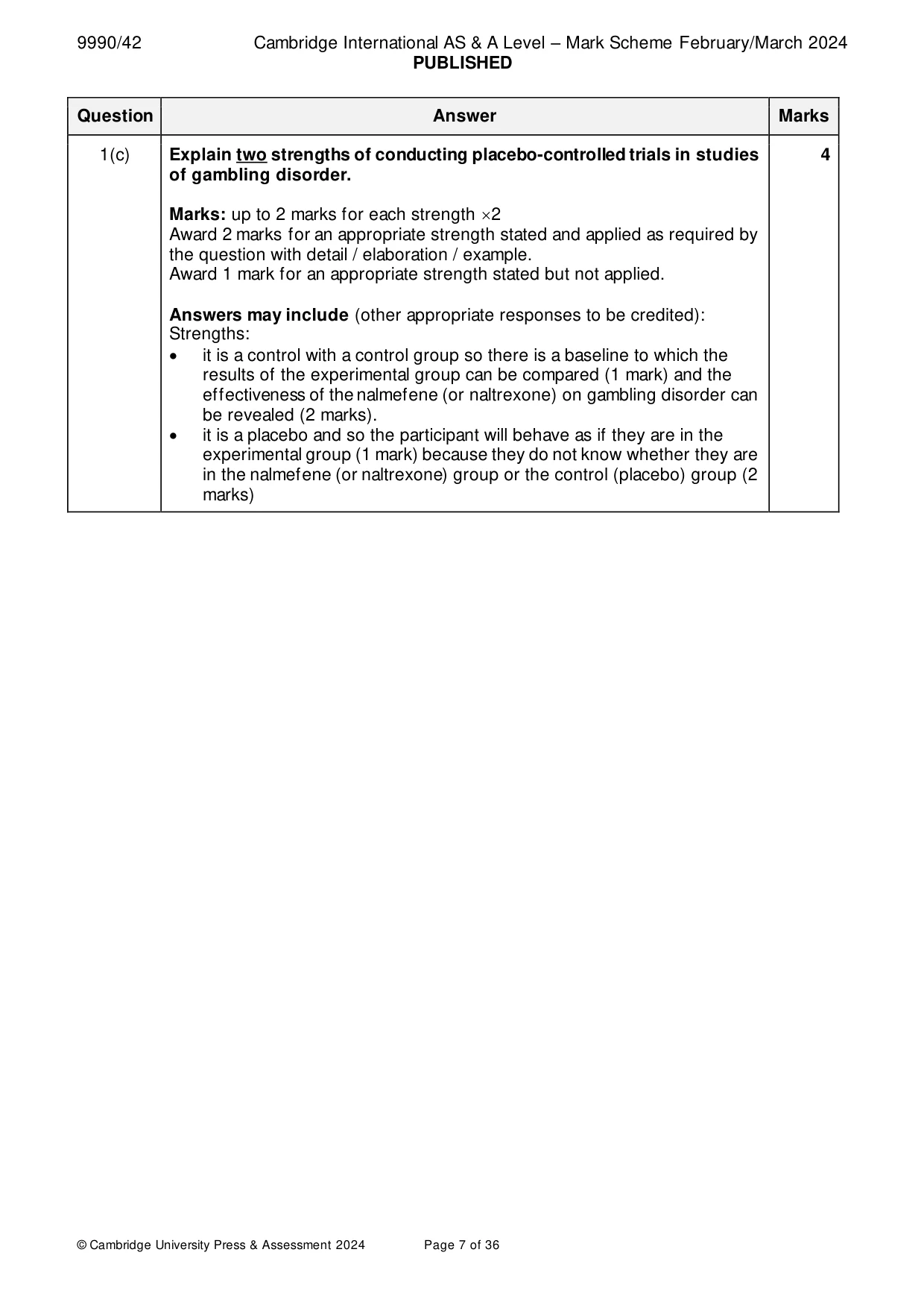 Mark scheme, page 7 of 36