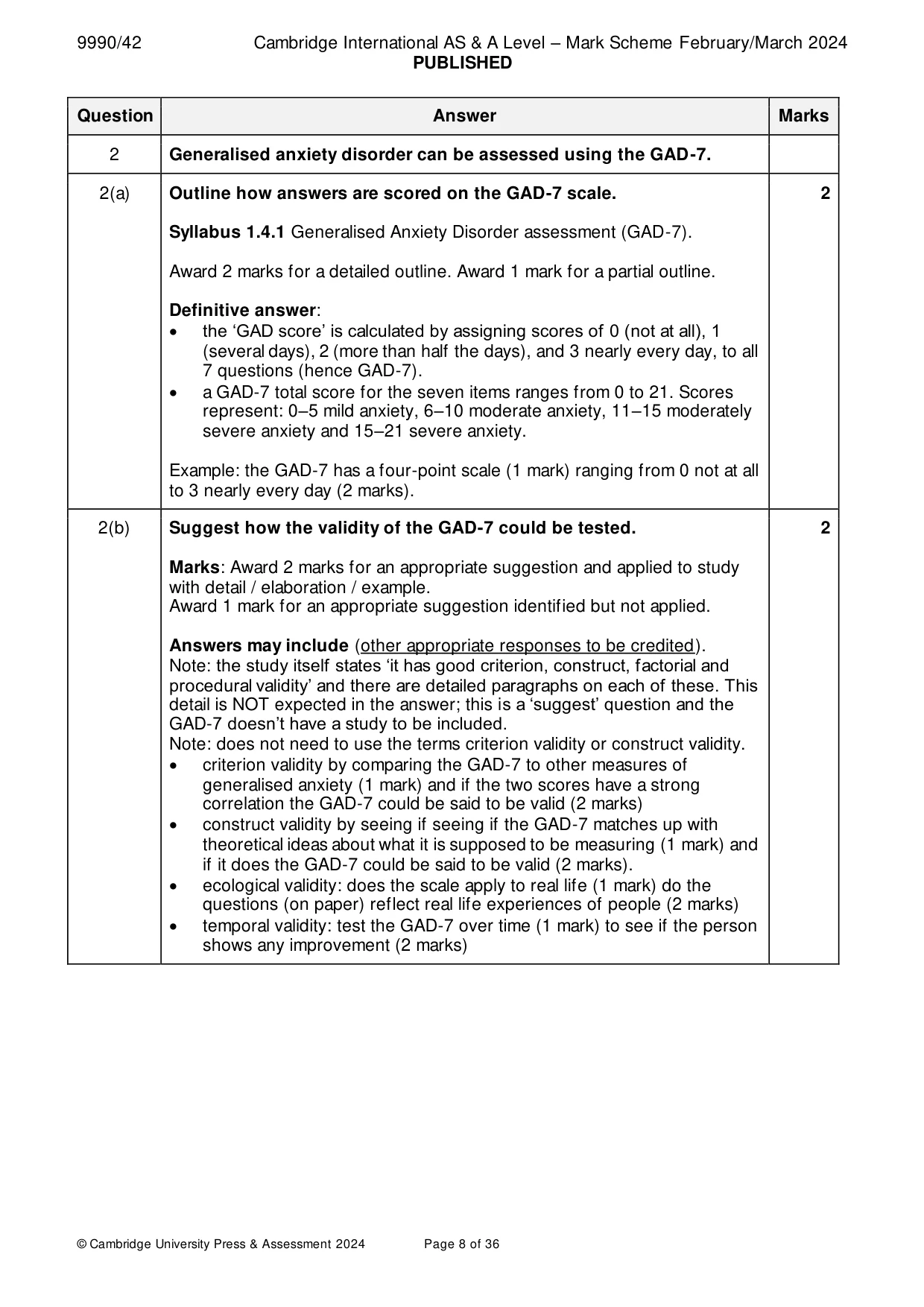 Mark scheme, page 8 of 36