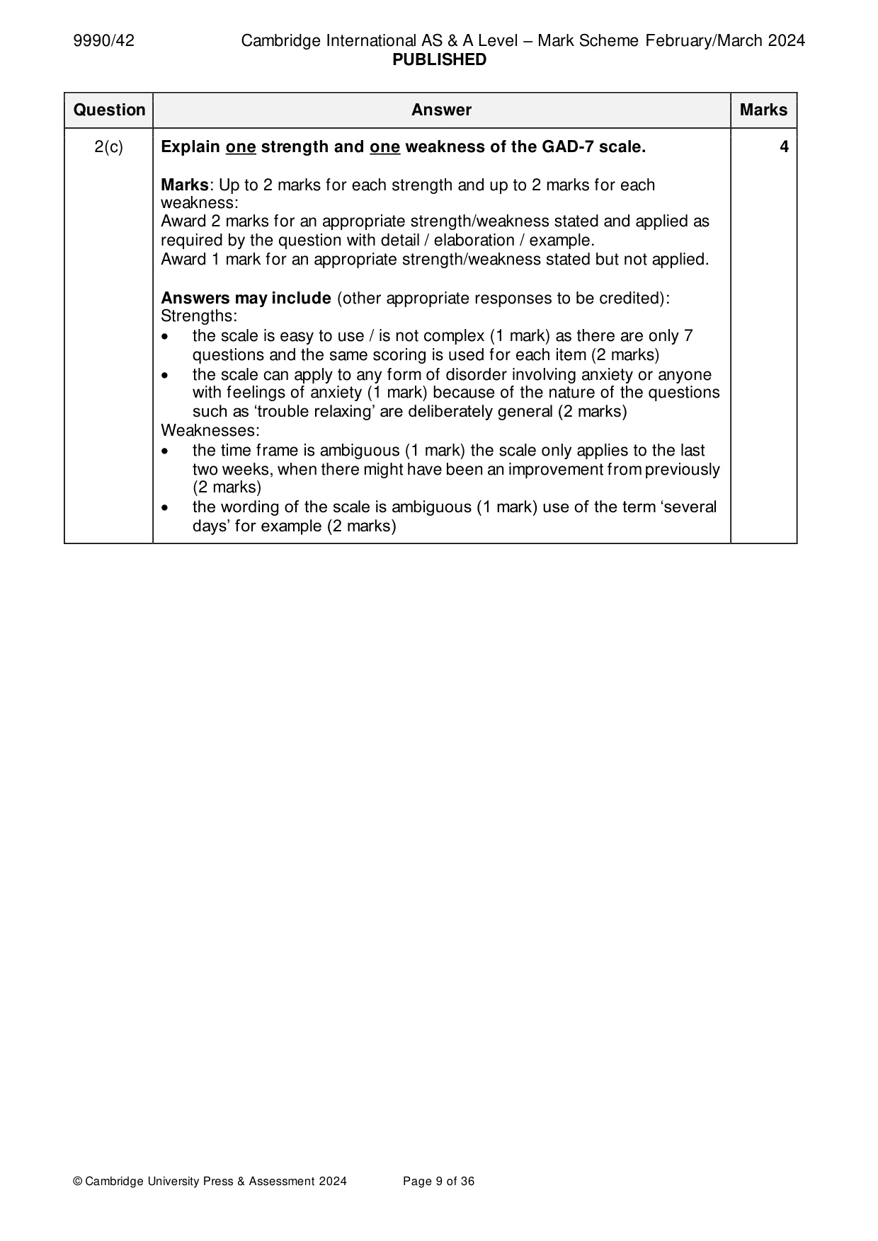 Mark scheme, page 9 of 36