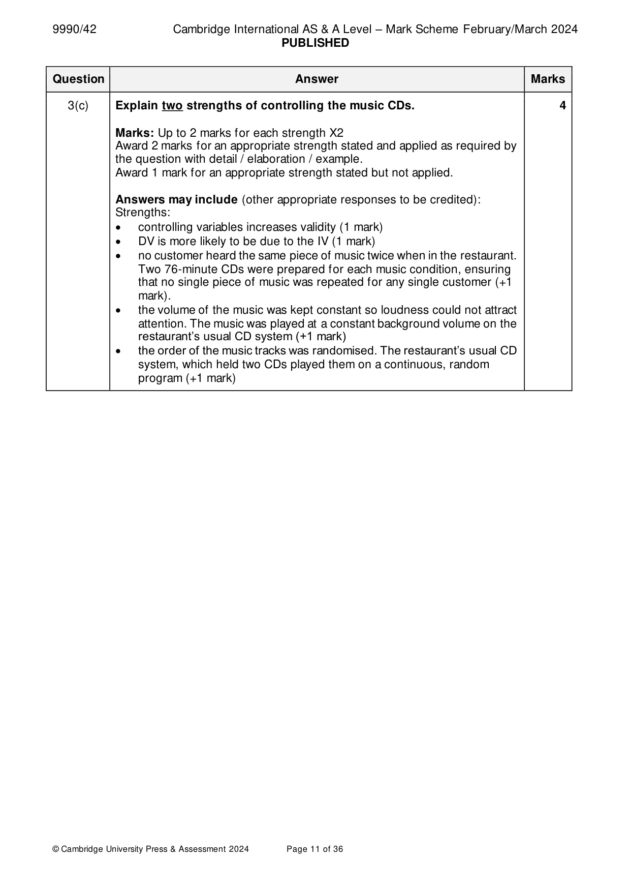Mark scheme, page 11 of 36