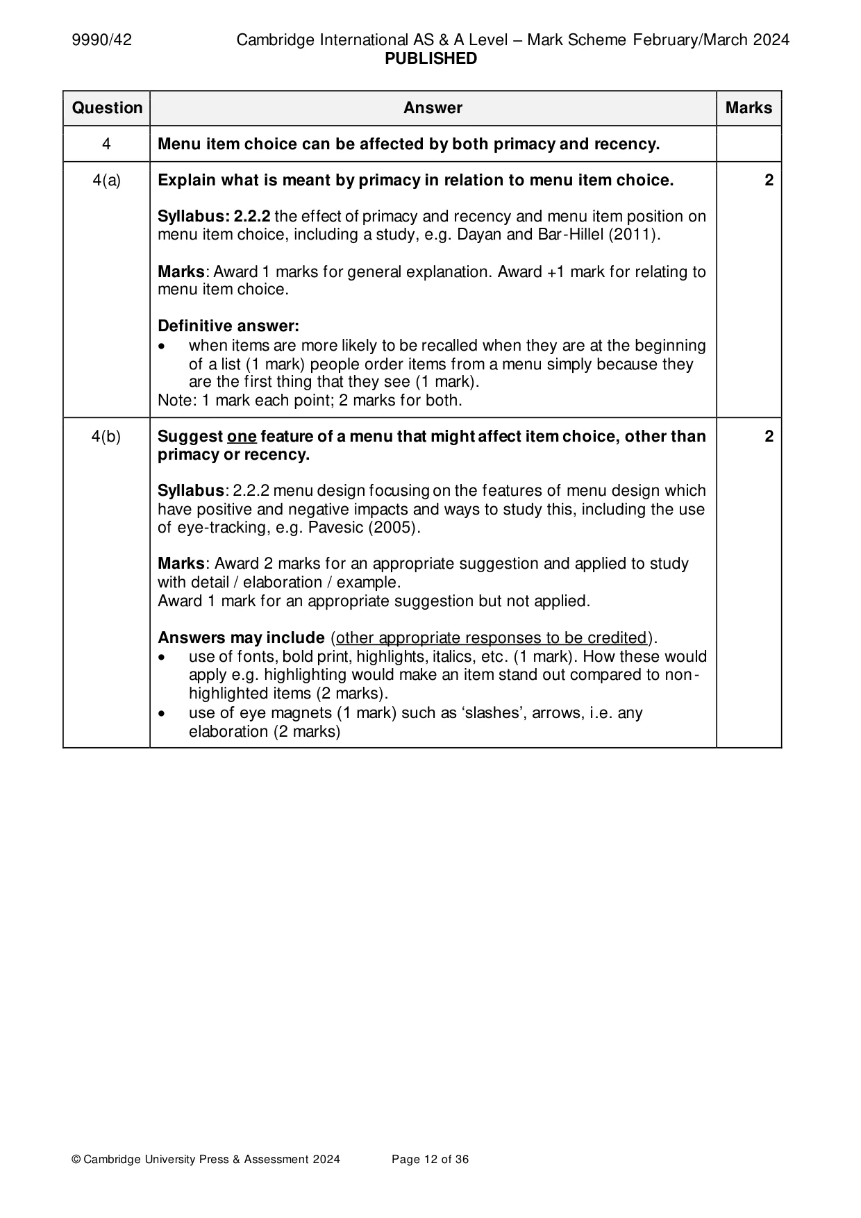 Mark scheme, page 12 of 36