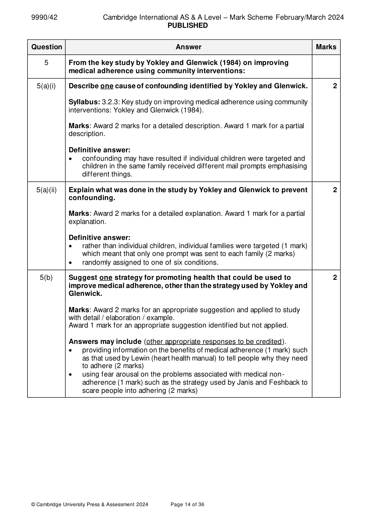 Mark scheme, page 14 of 36