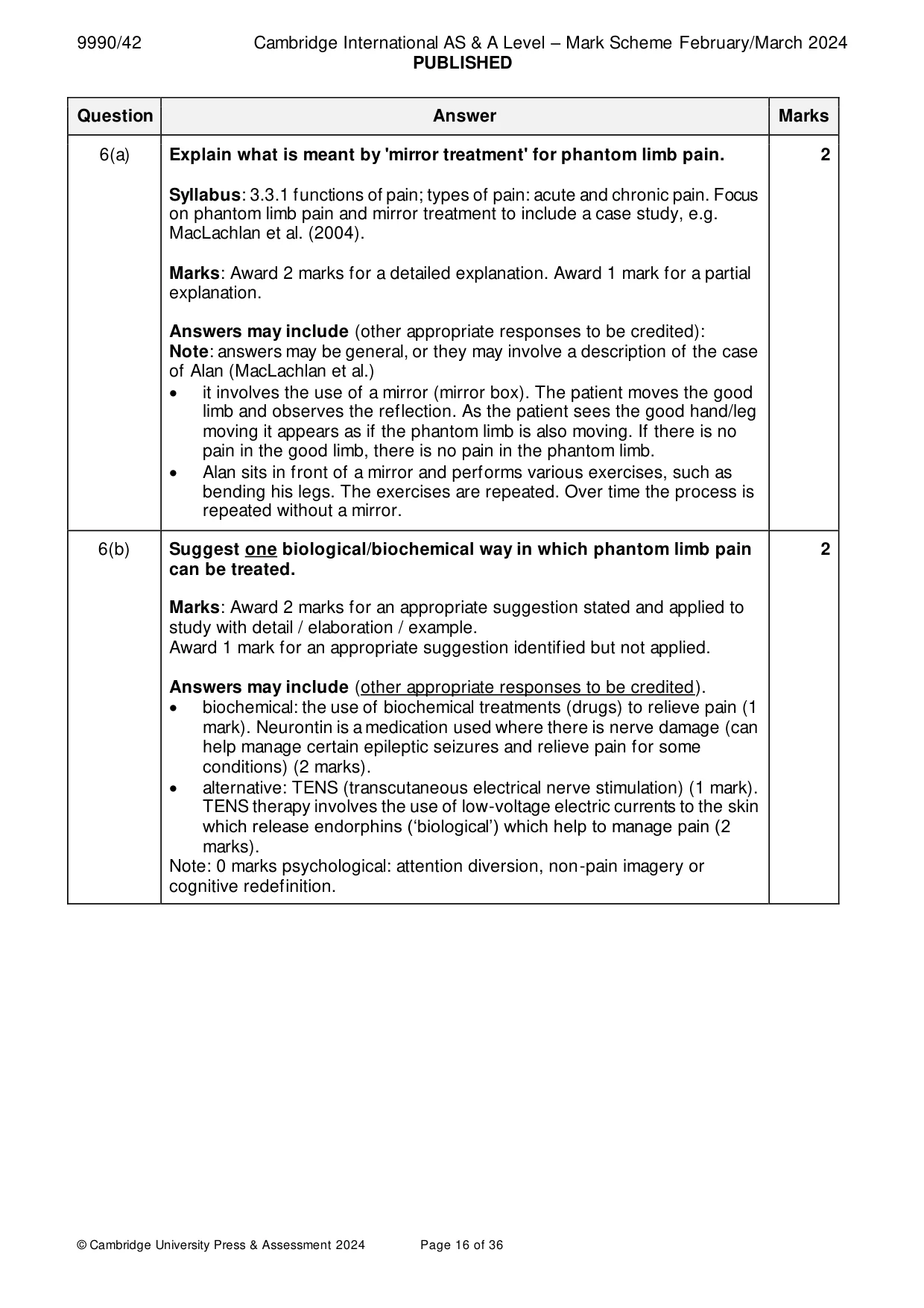 Mark scheme, page 16 of 36