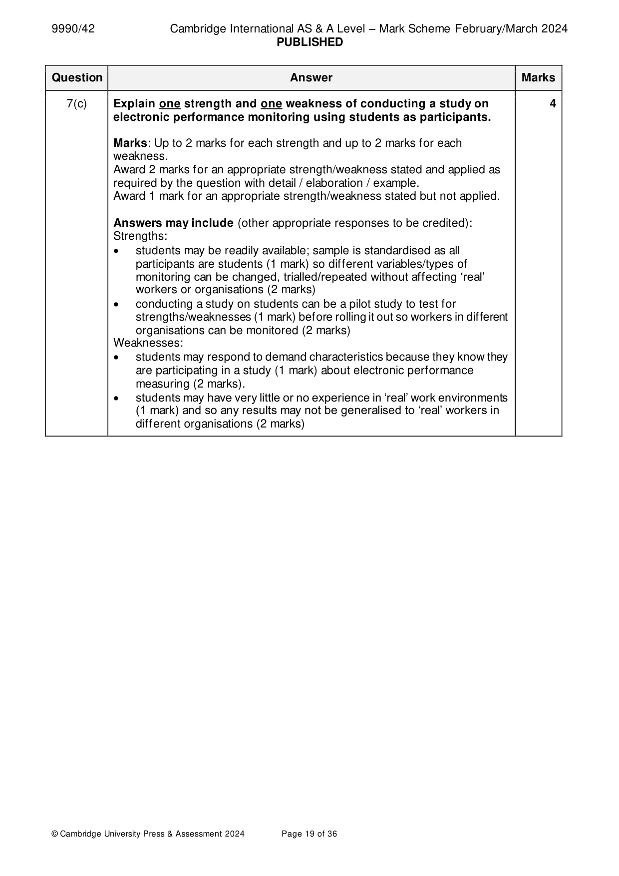 Mark scheme, page 19 of 36