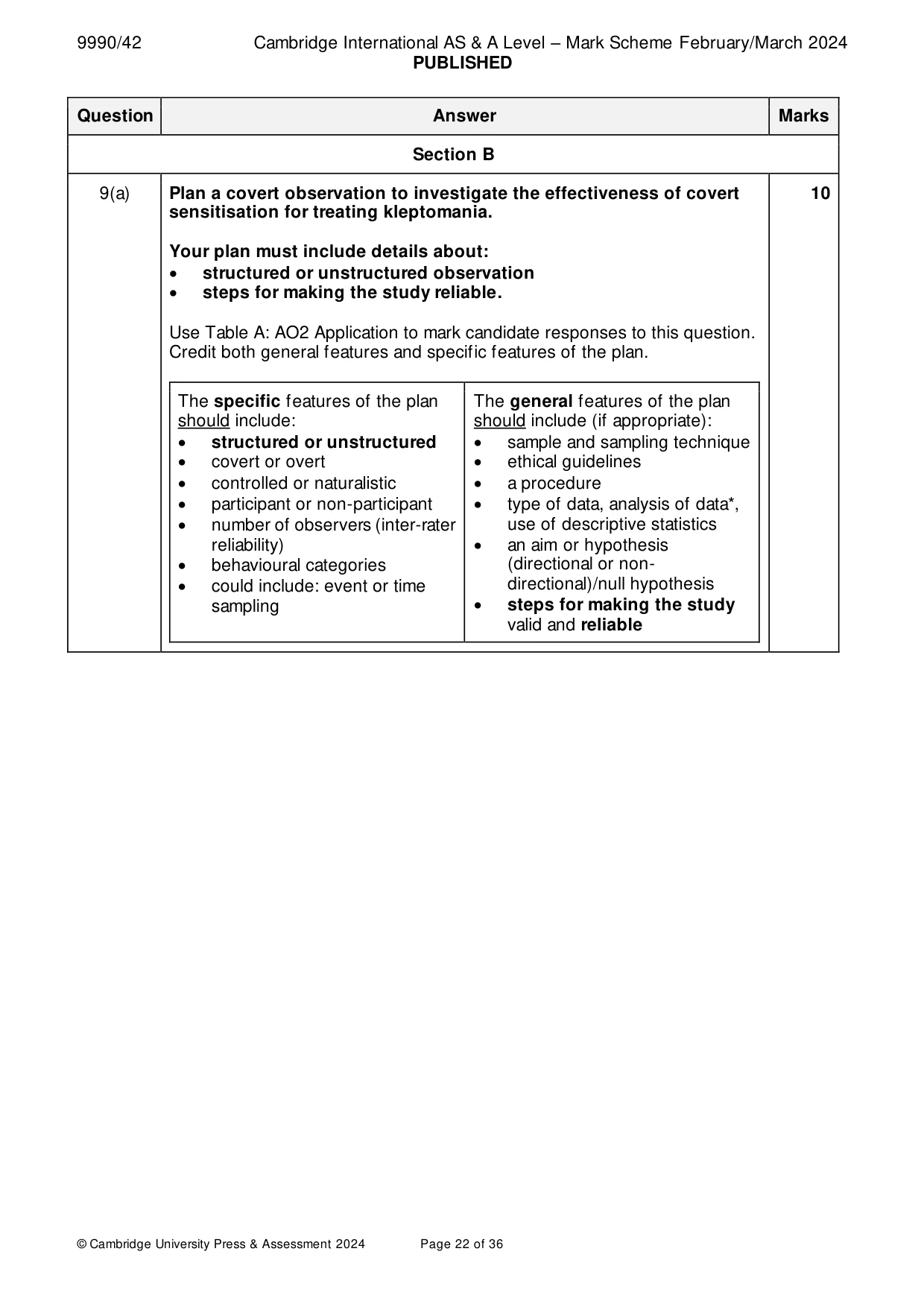 Mark scheme, page 22 of 36