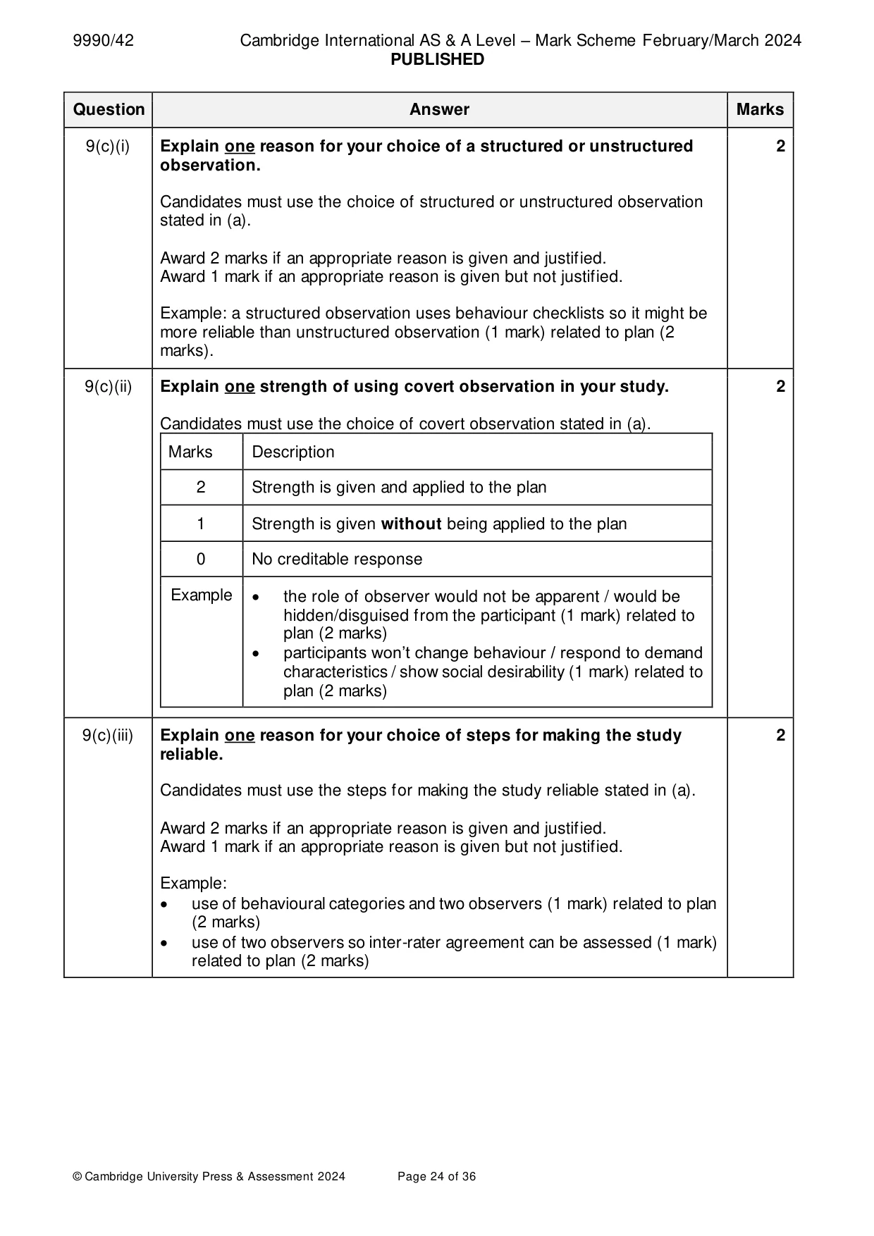 Mark scheme, page 24 of 36