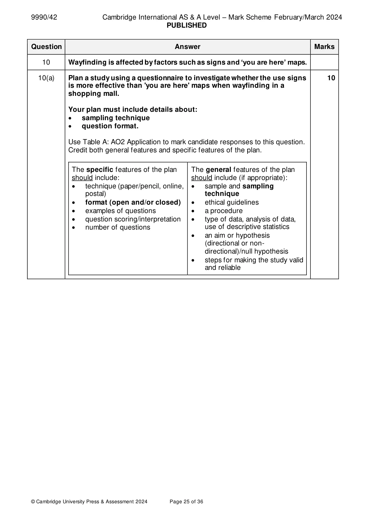Mark scheme, page 25 of 36