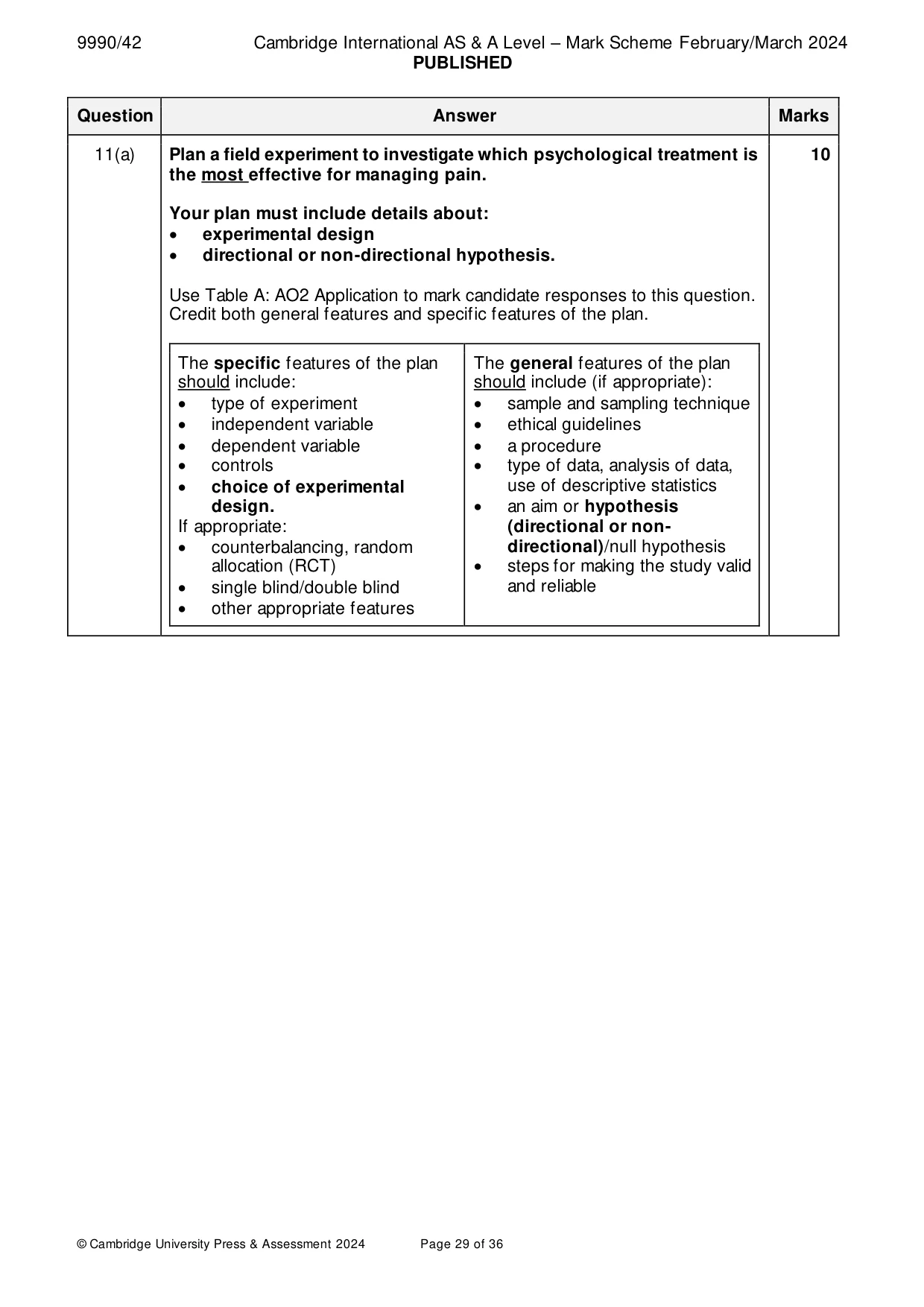 Mark scheme, page 29 of 36