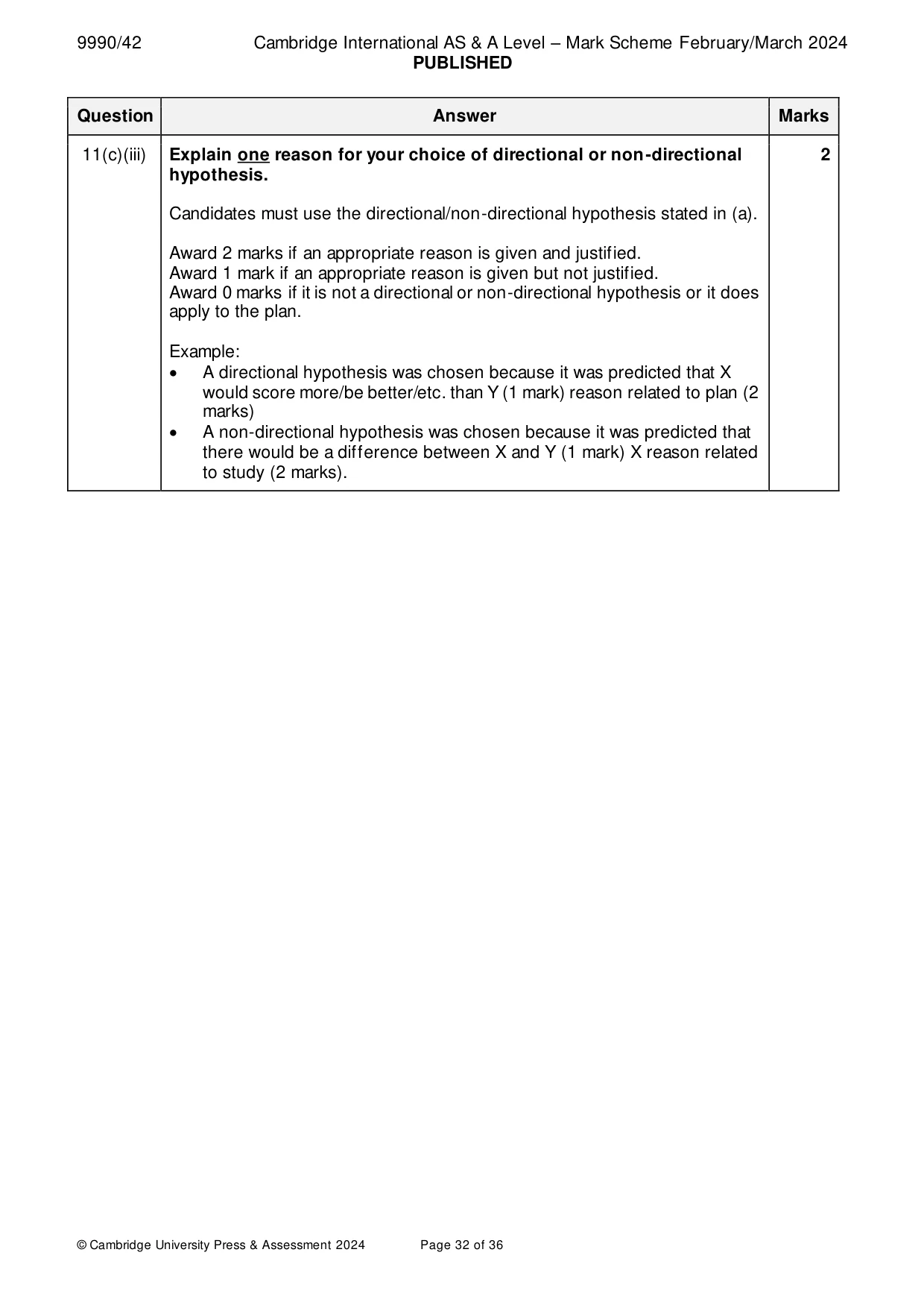 Mark scheme, page 32 of 36