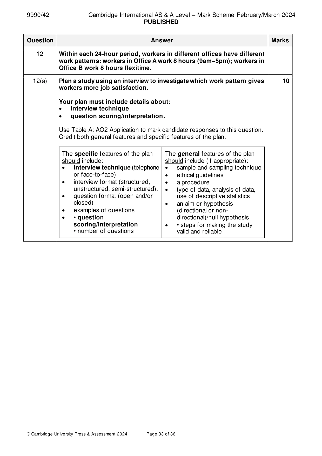 Mark scheme, page 33 of 36