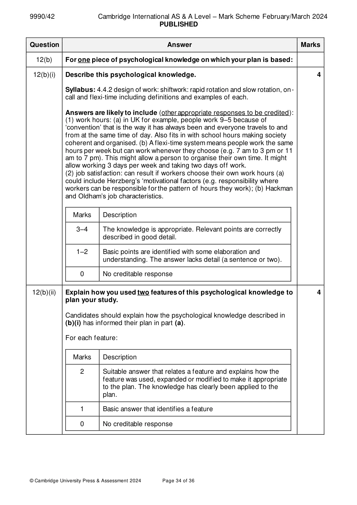 Mark scheme, page 34 of 36