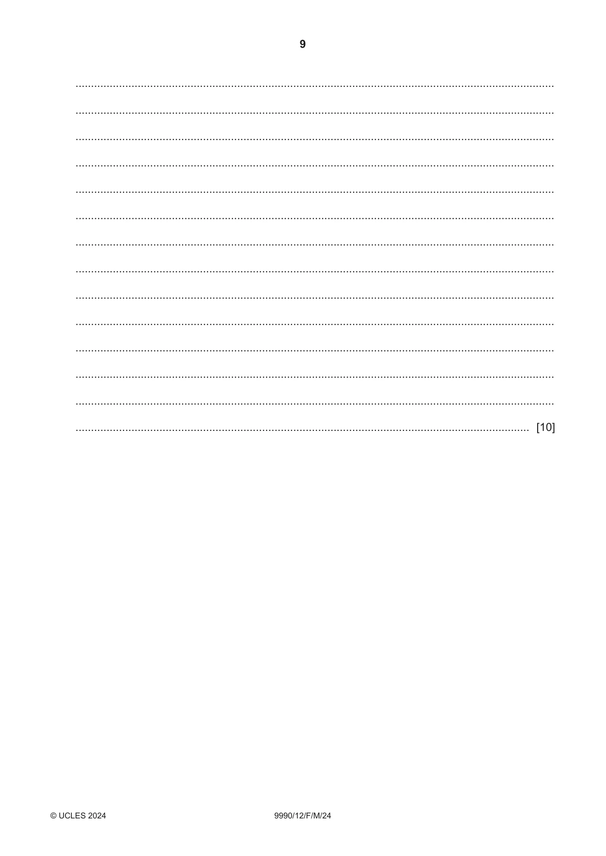 Cambridge A Level Psychology (from 2018) 9990 2024 Feb/March Paper 1 · Variant 2 question paper, page 9 of 12