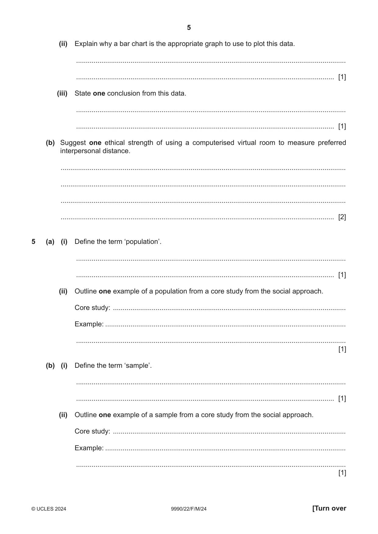 Cambridge A Level Psychology (from 2018) 9990 2024 Feb/March Paper 2 · Variant 2 question paper, page 5 of 12
