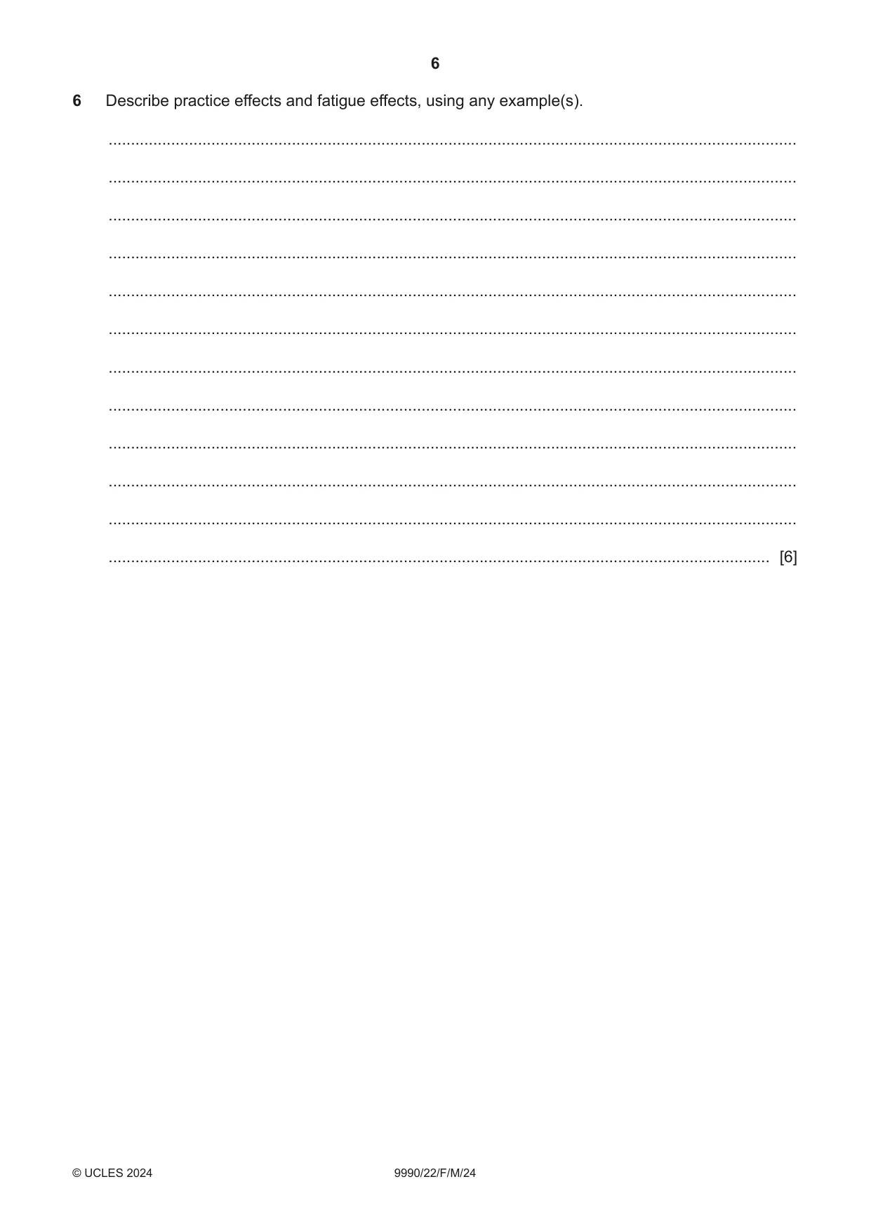 Cambridge A Level Psychology (from 2018) 9990 2024 Feb/March Paper 2 · Variant 2 question paper, page 6 of 12