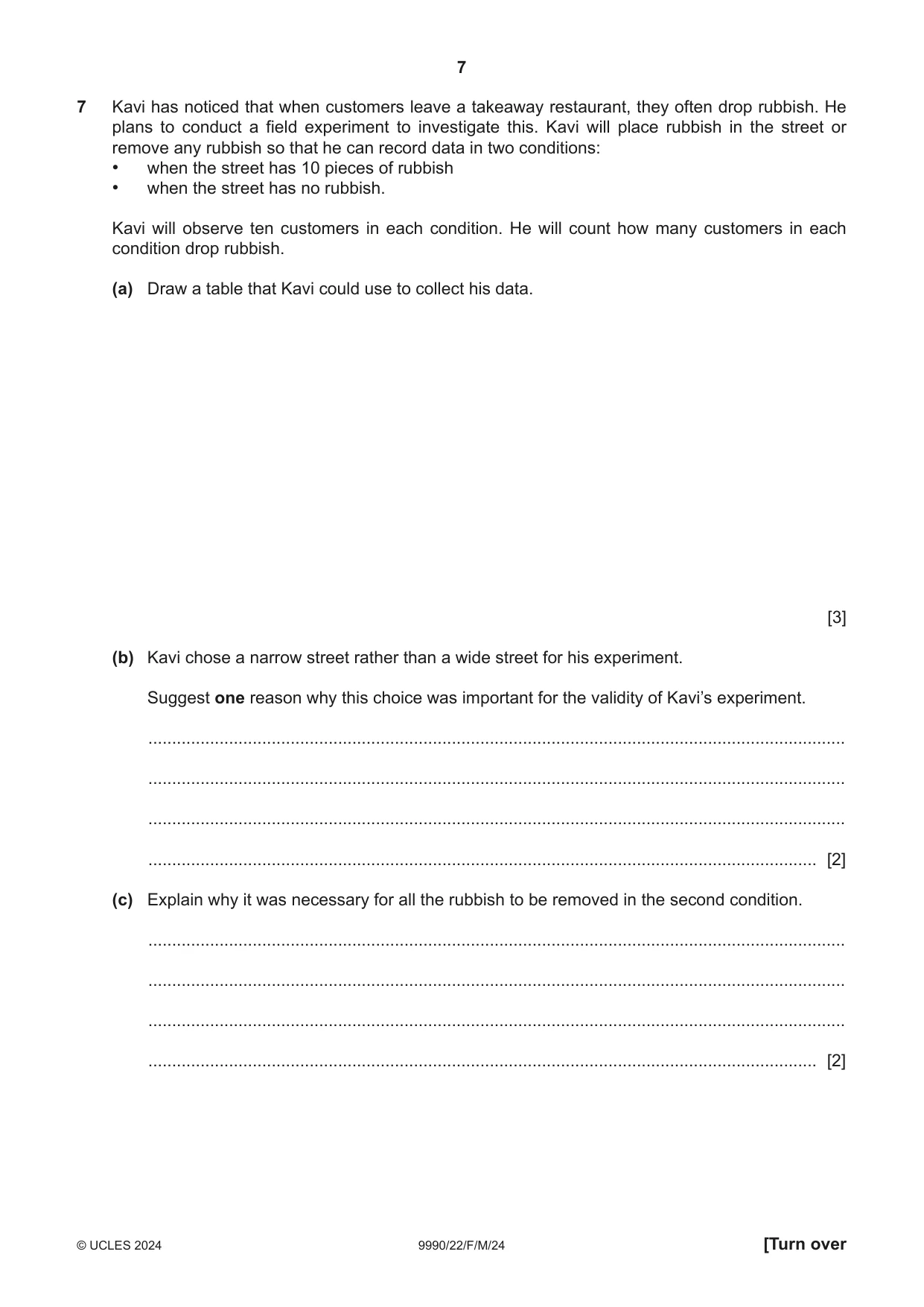 Cambridge A Level Psychology (from 2018) 9990 2024 Feb/March Paper 2 · Variant 2 question paper, page 7 of 12