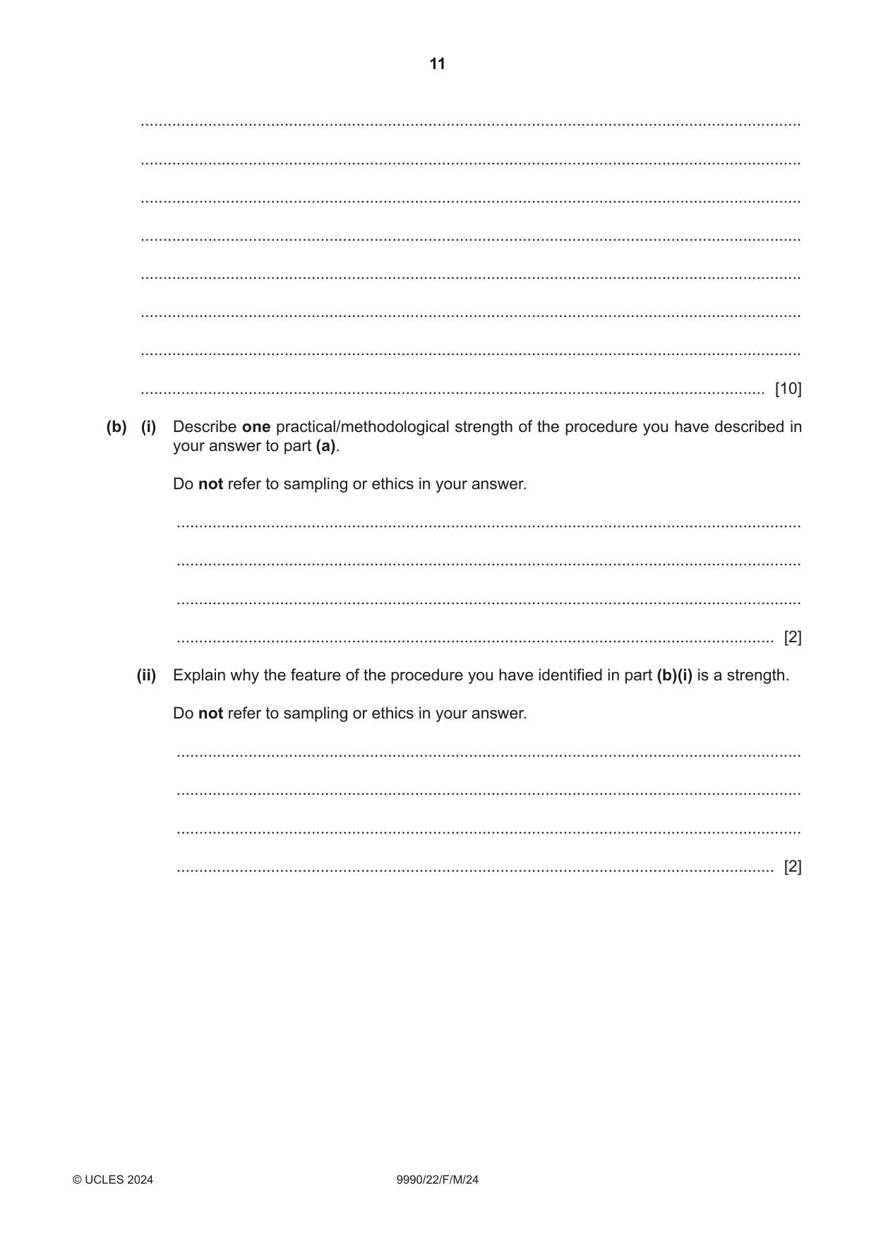 Cambridge A Level Psychology (from 2018) 9990 2024 Feb/March Paper 2 · Variant 2 question paper, page 11 of 12