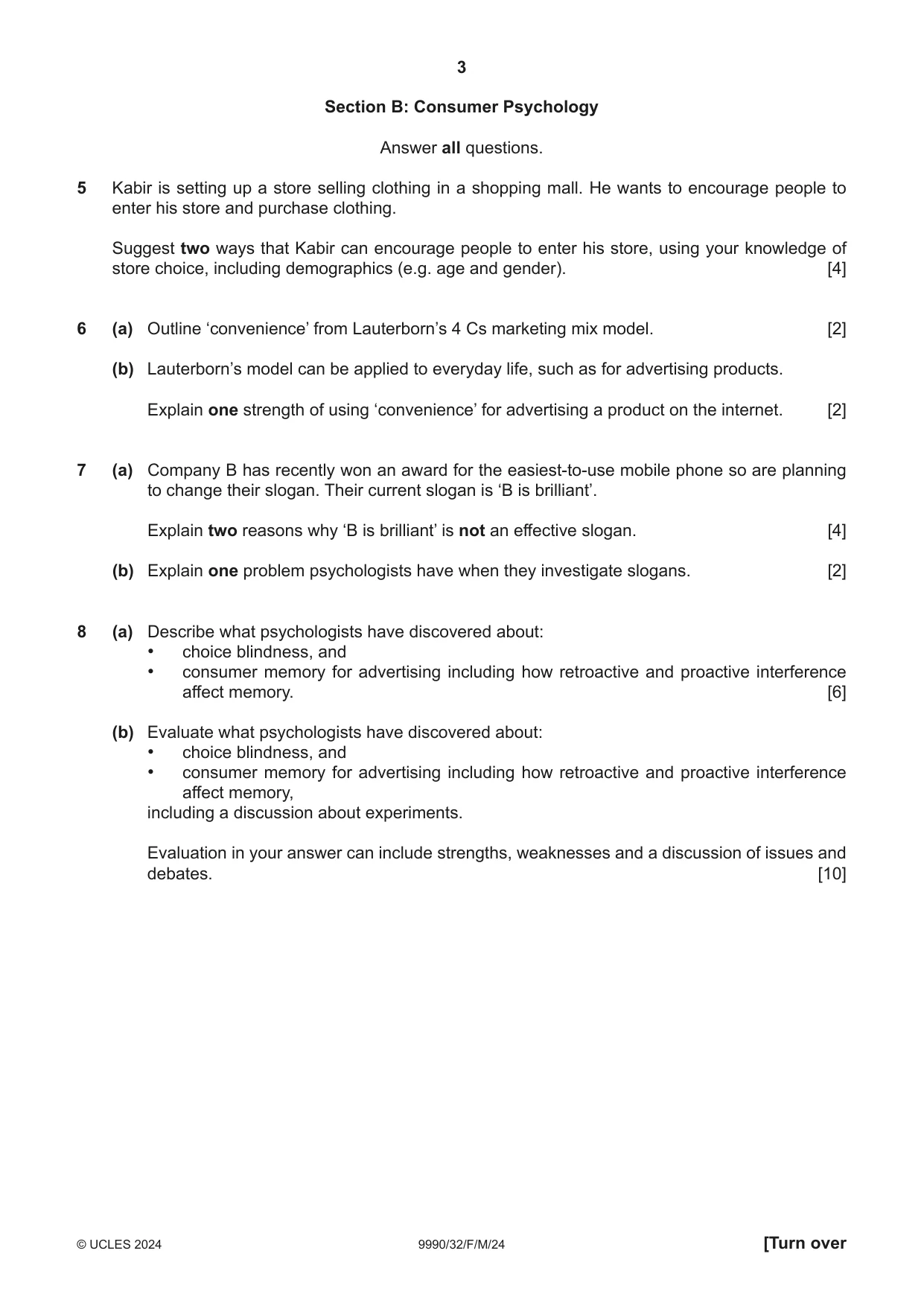 Cambridge A Level Psychology (from 2018) 9990 2024 Feb/March Paper 3 · Variant 2 question paper, page 3 of 8
