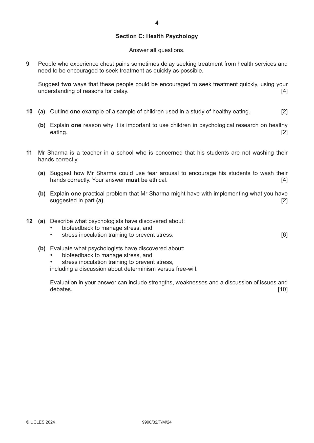 Cambridge A Level Psychology (from 2018) 9990 2024 Feb/March Paper 3 · Variant 2 question paper, page 4 of 8