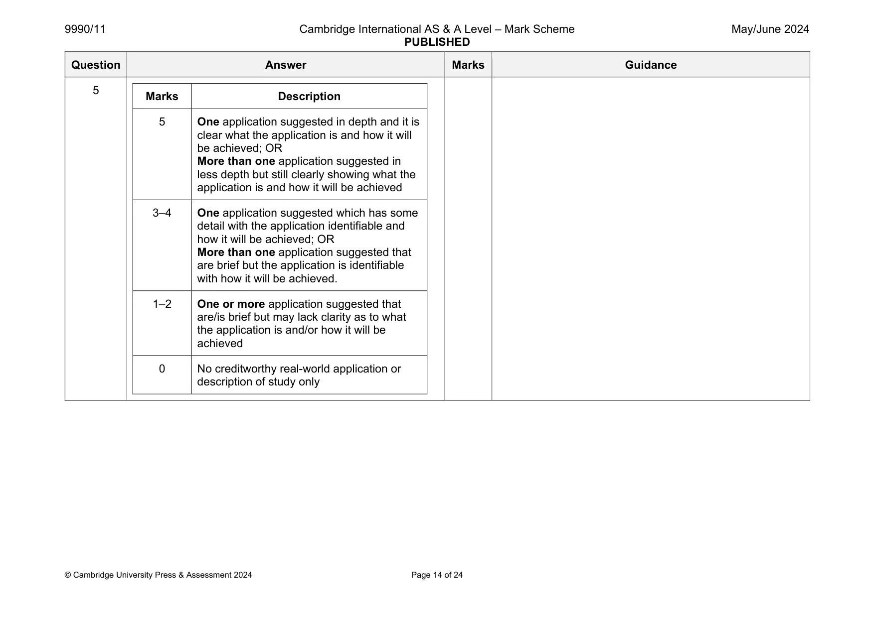Mark scheme, page 14 of 24